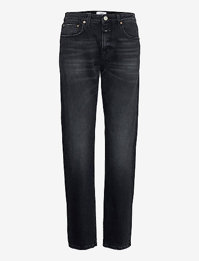 womens pant - straight jeans - dark grey