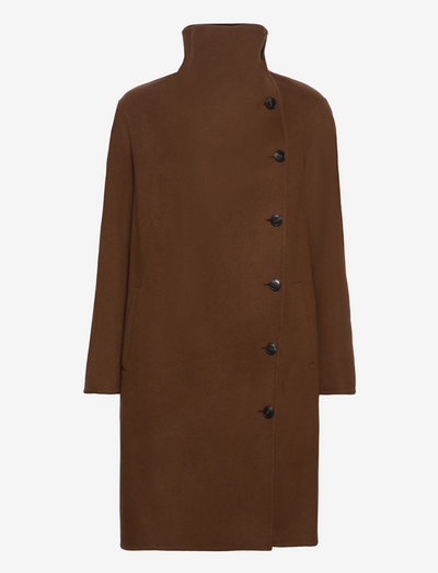 womens jacket - wool coats - tawny brown