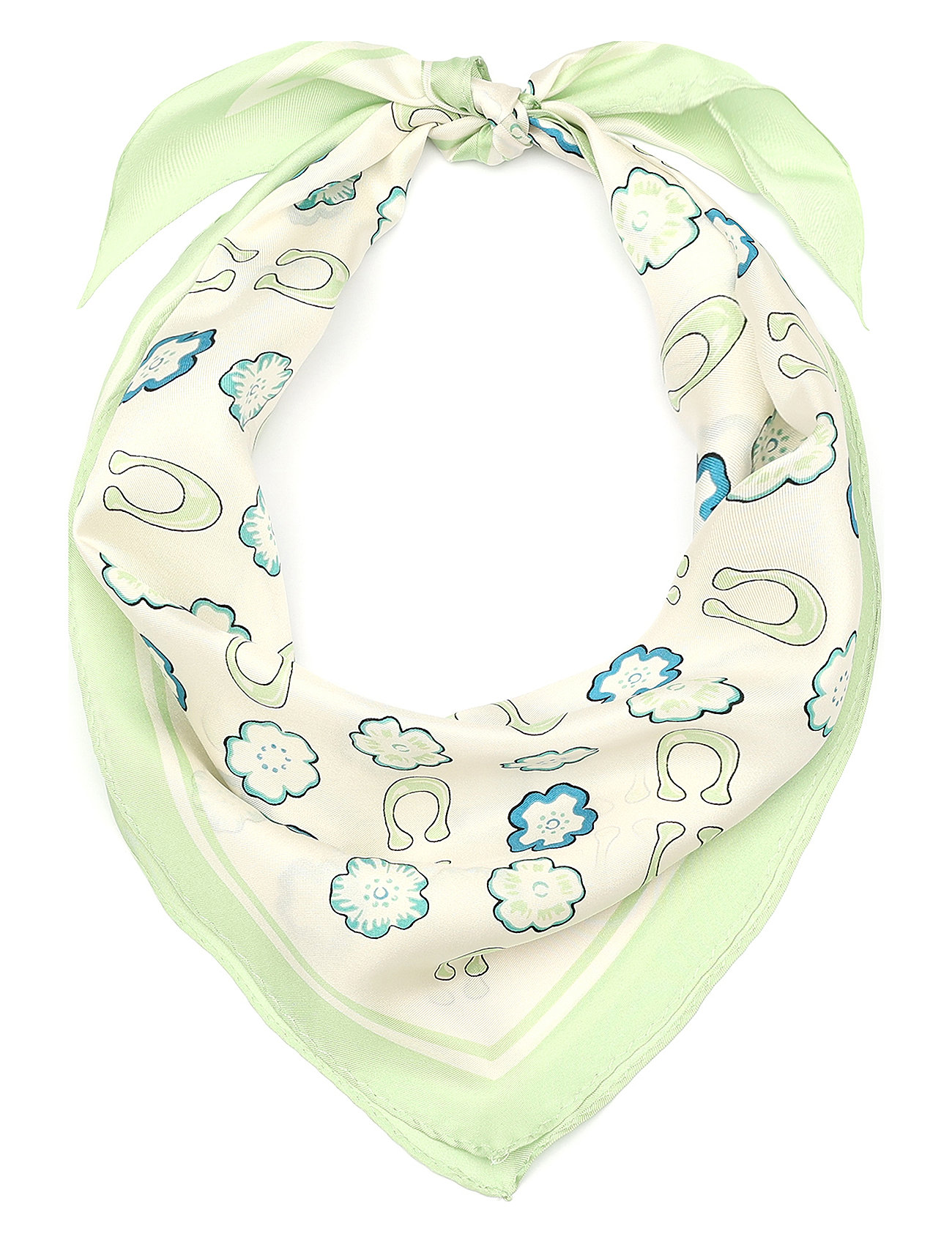 Coach Tea Rose Printed Silk Diamond Designers Scarves Lightweight Scarves Green Coach Accessories