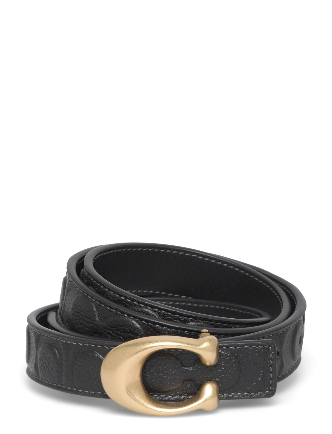 Coach 25Mm Sculpted C Embossed Belt, L, Black, Bælter > Flettet Bælte, Dame