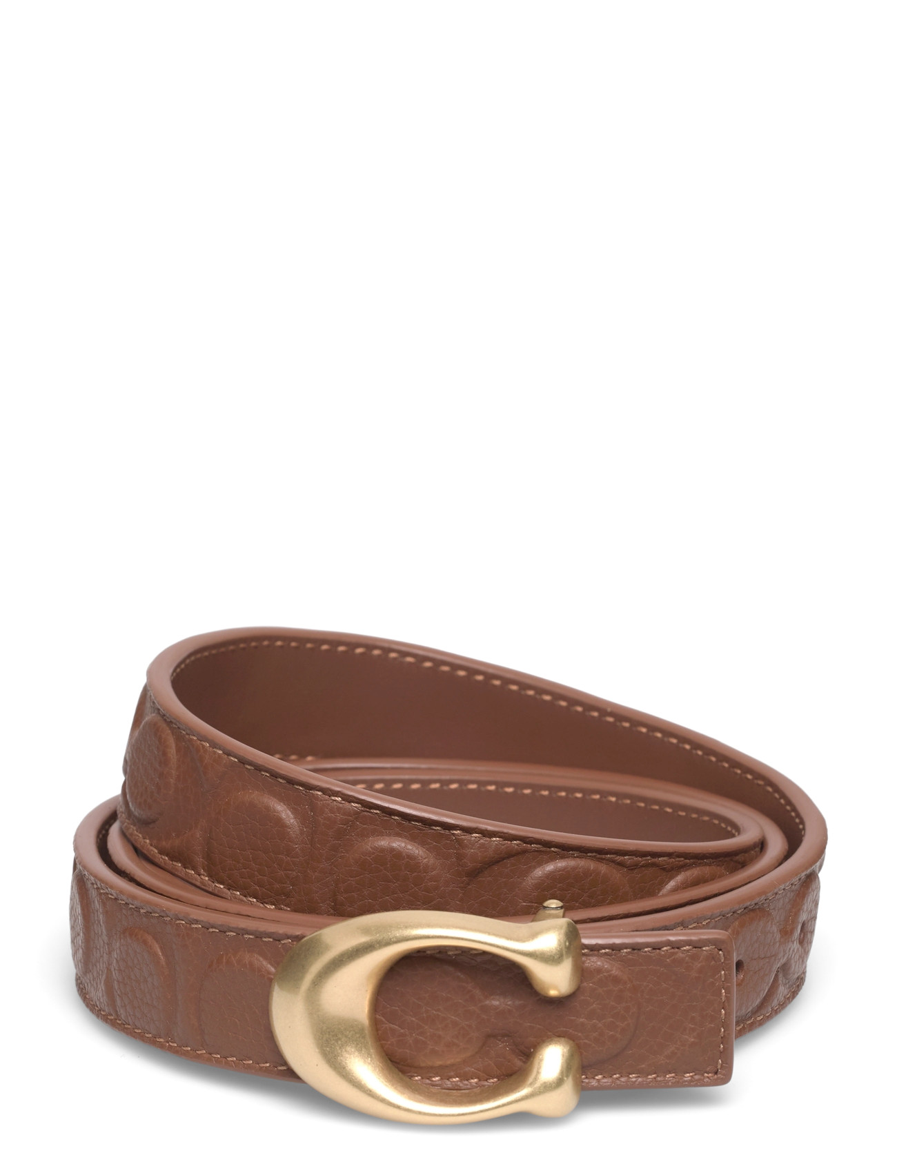 Coach 25Mm Sculpted C Embossed Belt, M, Brown, Bælter > Flettet Bælte, Dame