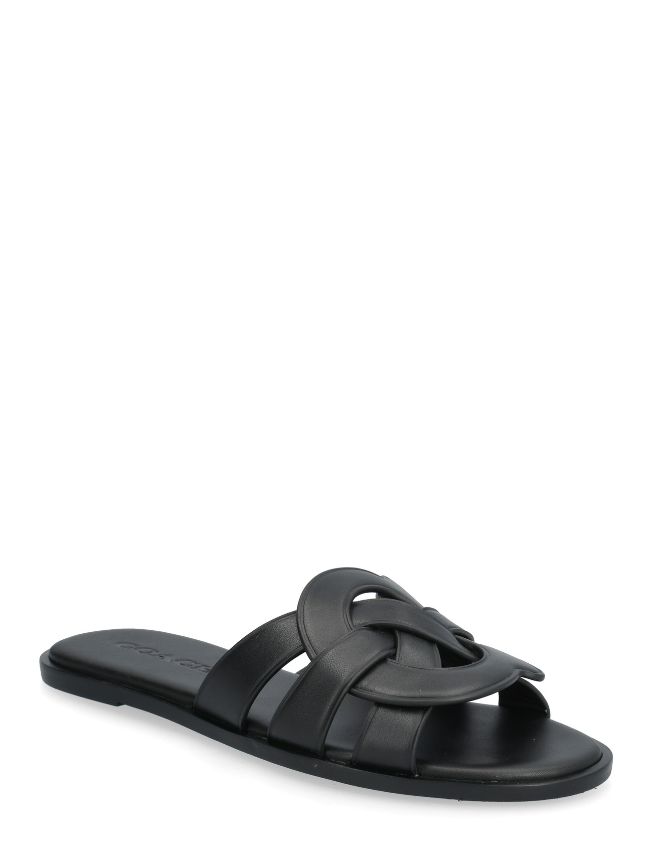 Coach Lena Leather Slide Sandal, 37.5, Black, Sandaler > Flade Sandals, Dame