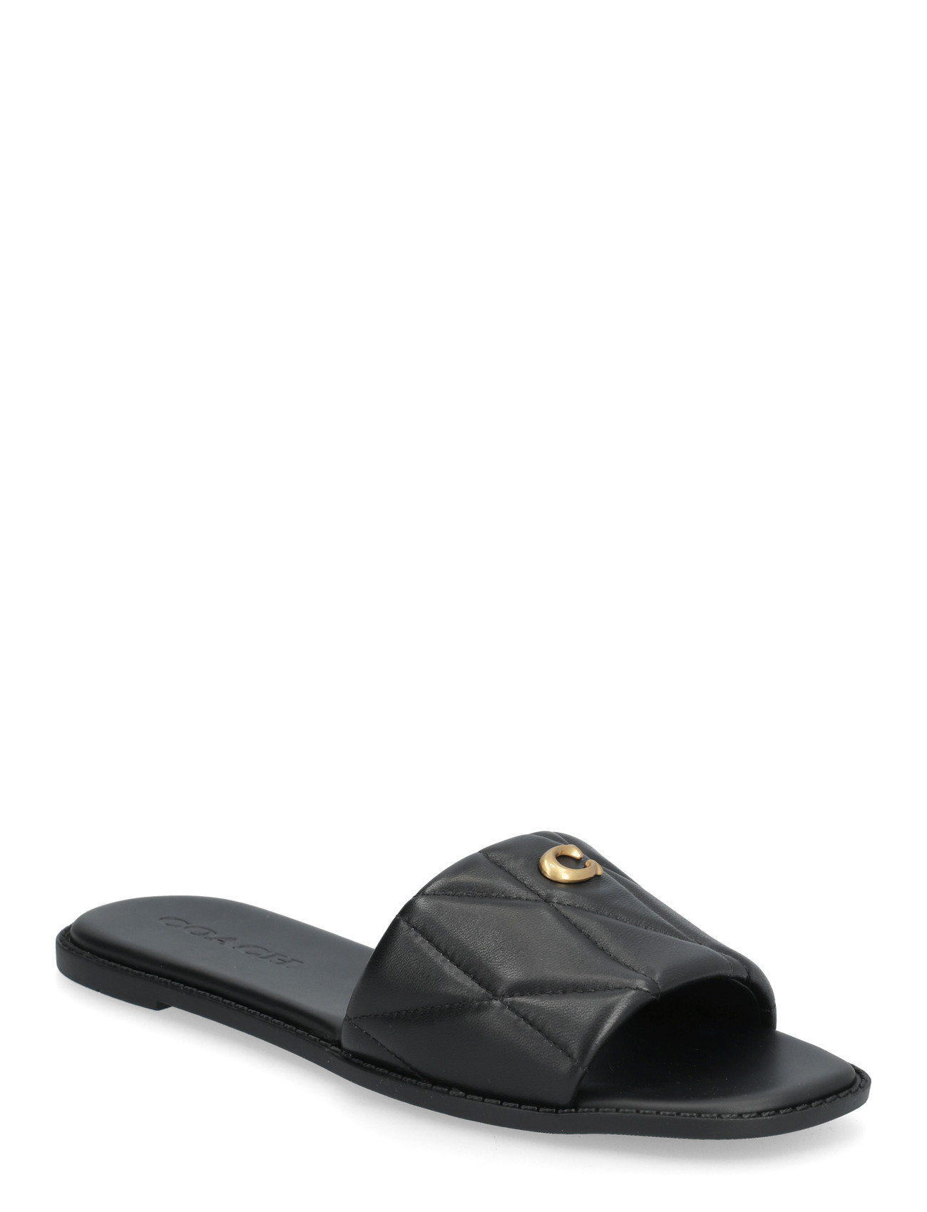 Coach Holly Quilted Leather Sandal, 36, Black, Sandaler > Flade Sandals, Dame