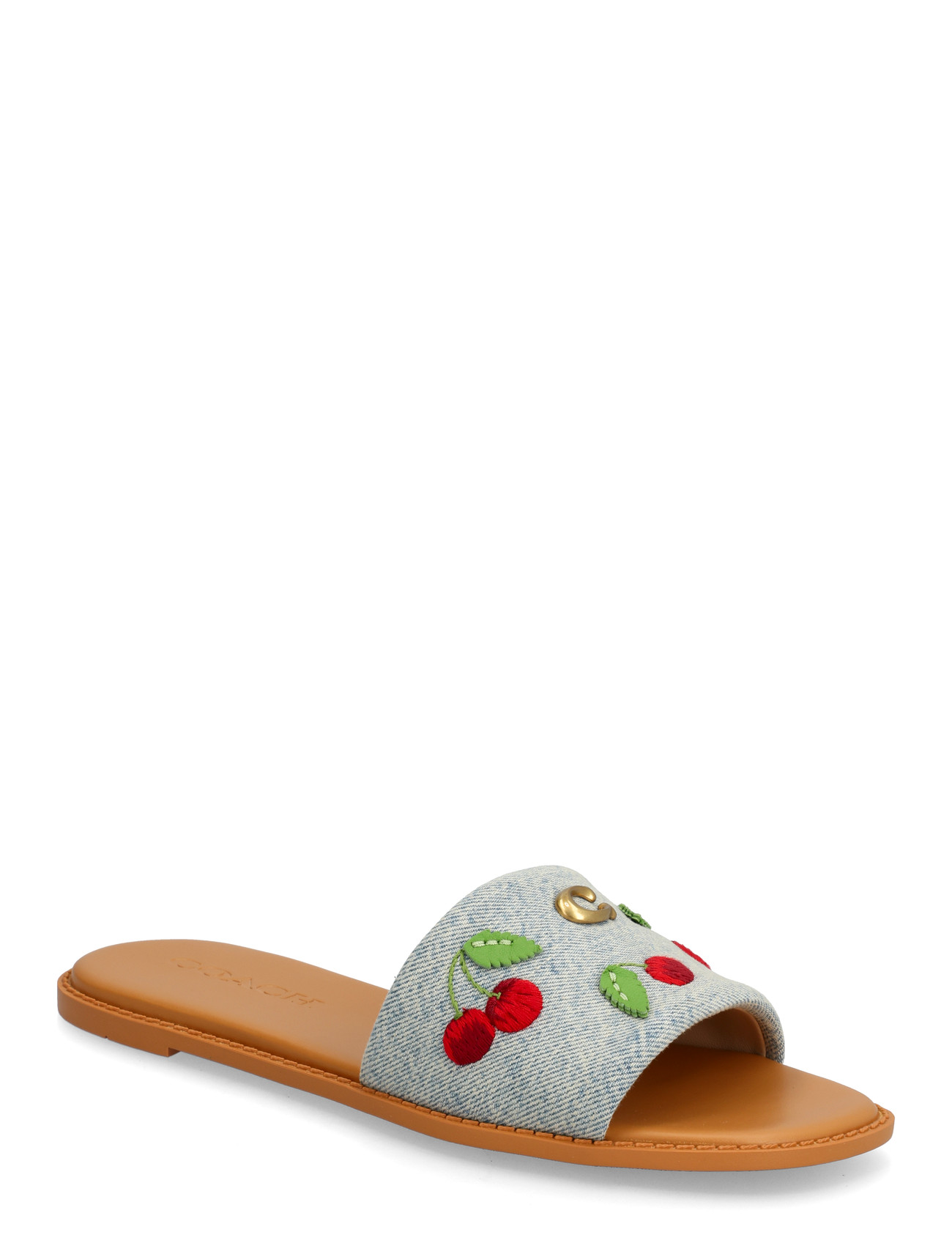 Coach Holly Denim Cherries Sandal, 38.5, Blue, Sandaler > Flade Sandals, Dame