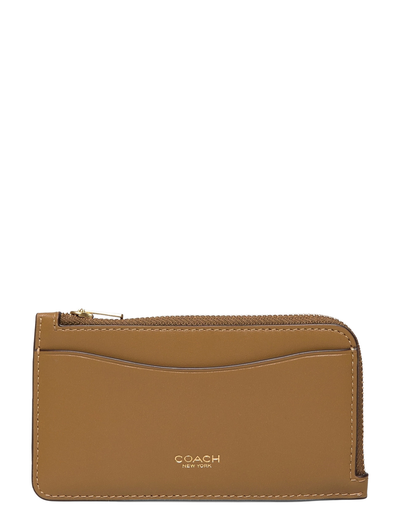 Coach Refined Calf Leather New York Zip Card Case, One Size, Brown, Kortholdere & Punge > Punge, Dame