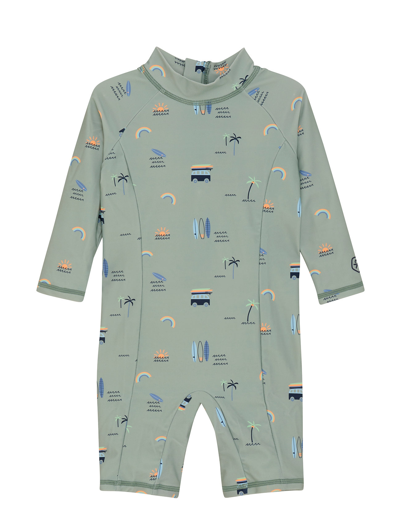Baby Suit L/S, Aop Badedrakt Badetøy Green Color Kids