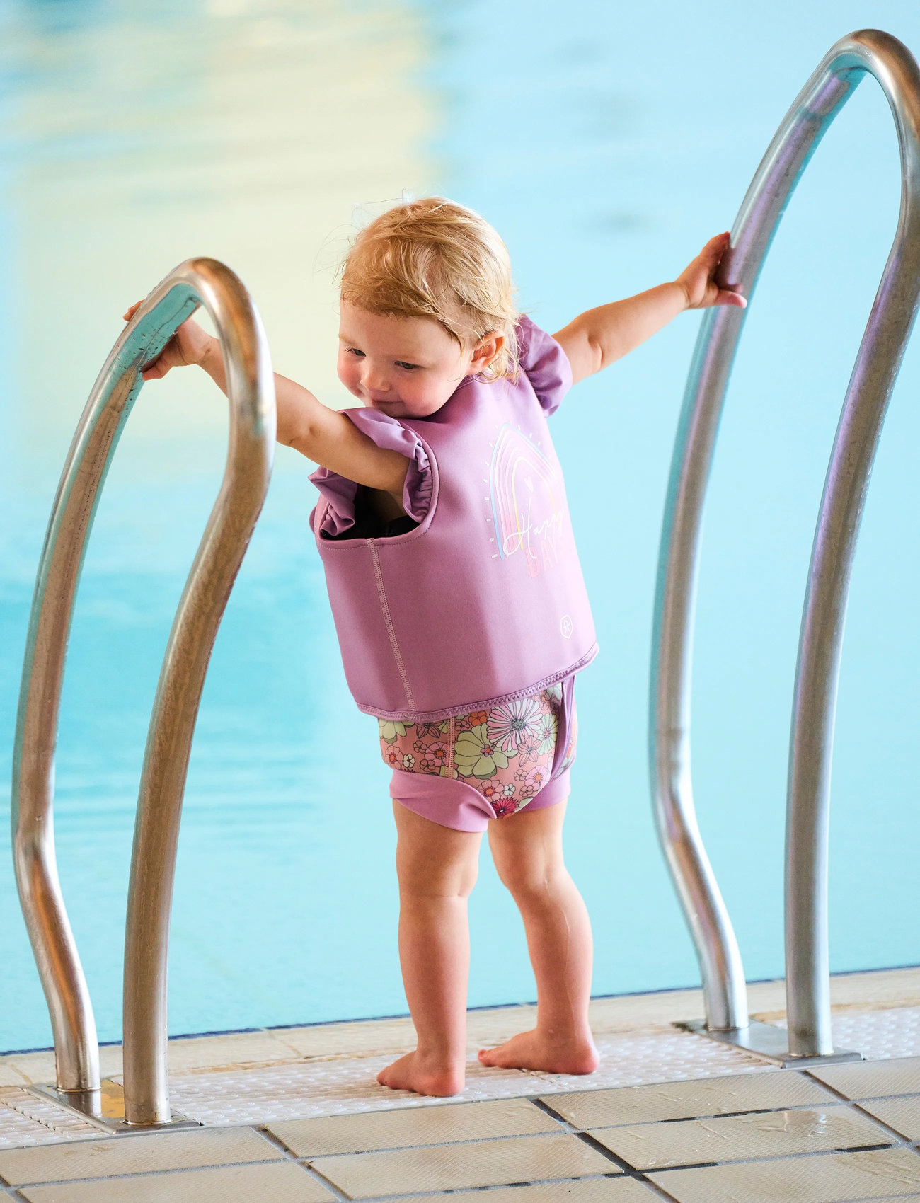 Color Kids Trunks W. Frills, Aop, 80, Pink, Badetøj > Badeshorts, Børn