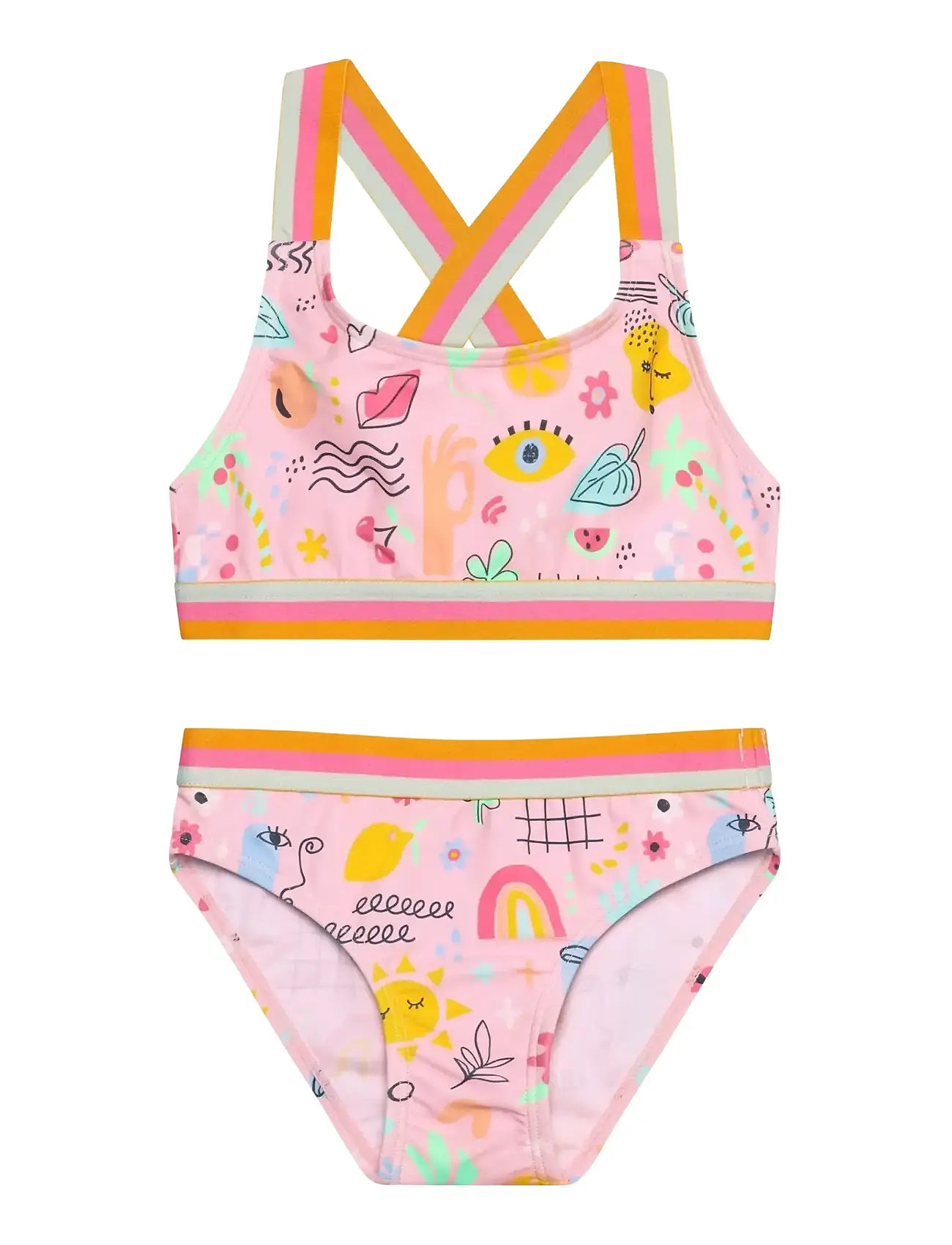 Color Kids Bikini W. Contrast Straps, Aop, 128, Pink, Badetøj > Bikinier, Børn