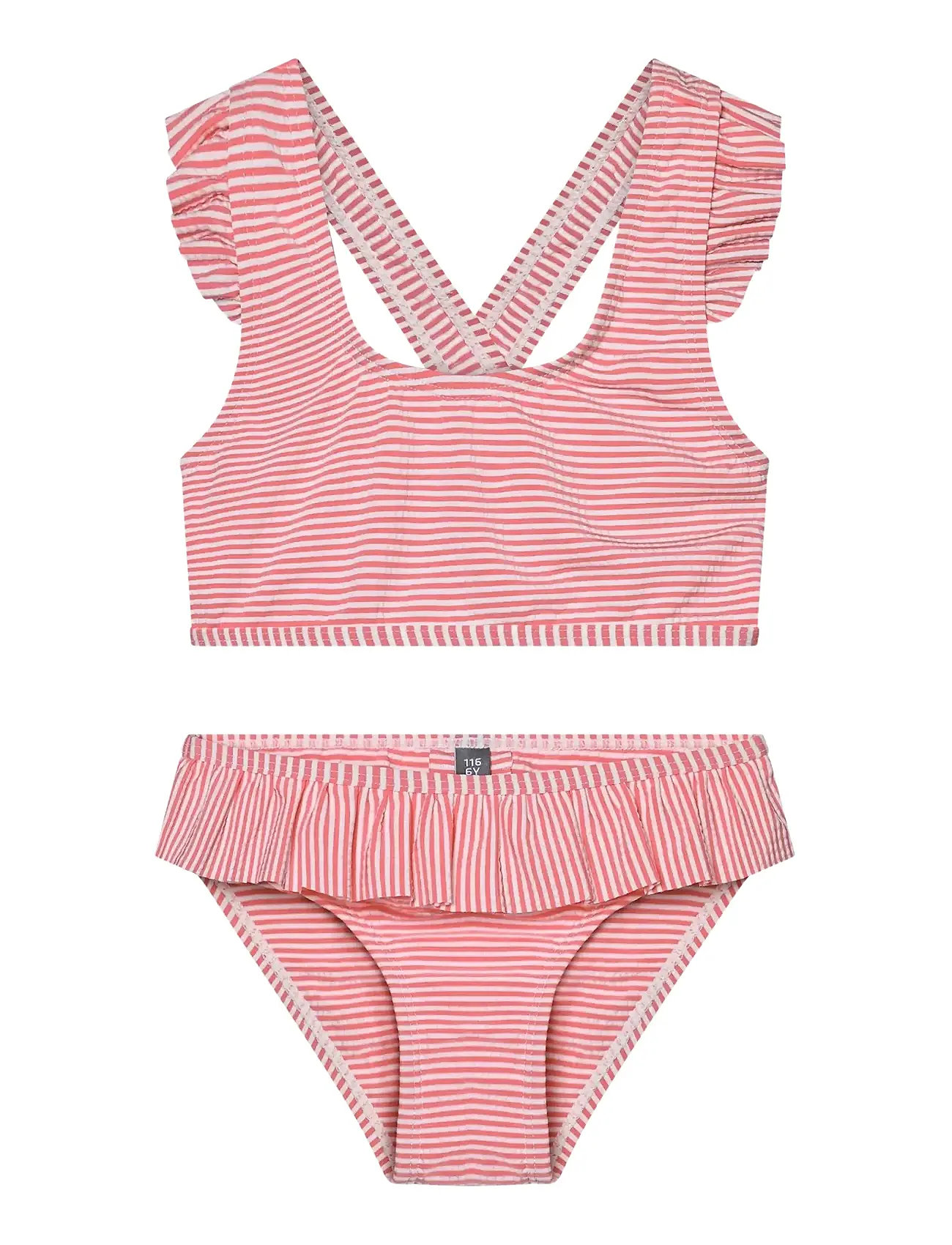 Color Kids Bikini W. Skirt, Seersucker, 140, Red, Badetøj > Bikinier, Børn