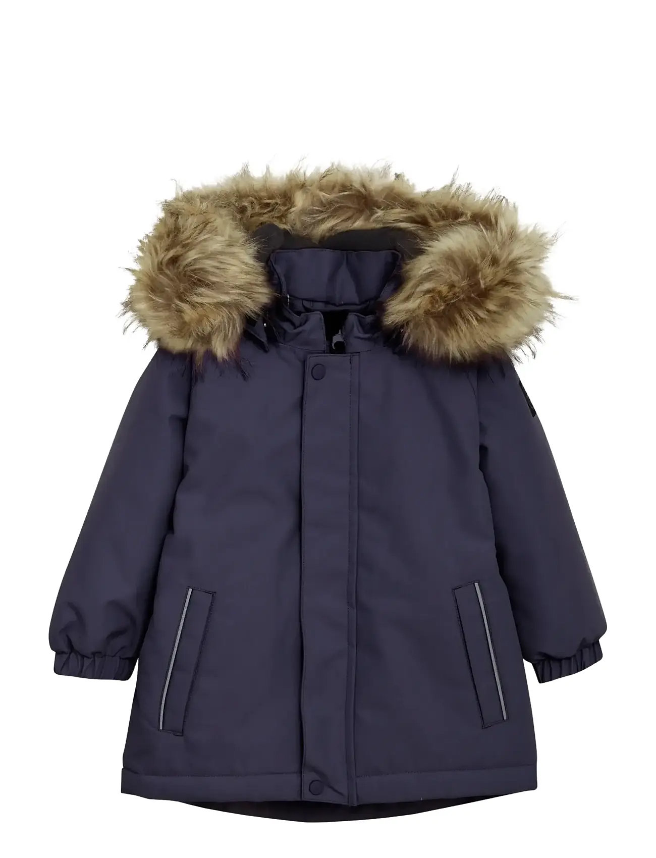 COLOR Kinder Baby Parka W. Fake Pelz Navy - 98 - Kinder