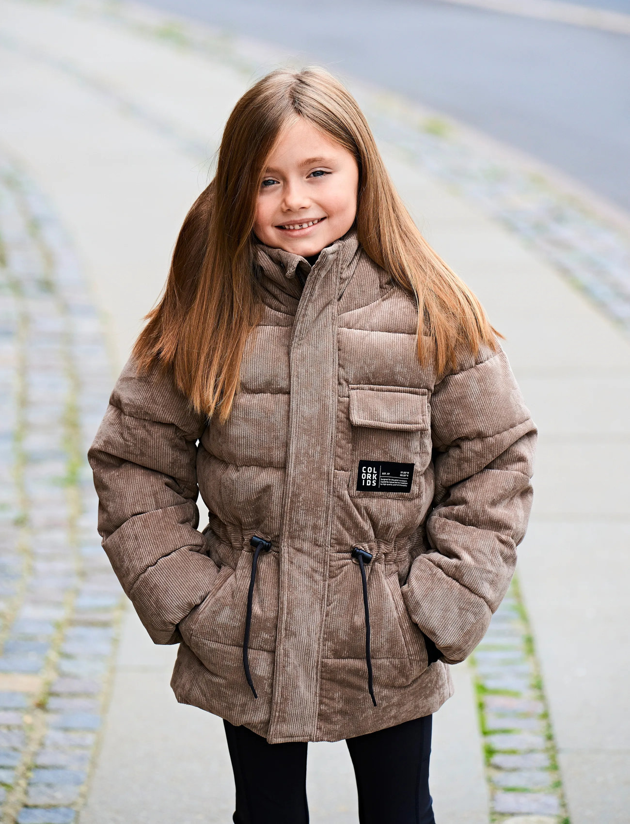 Color Kids Jr. Jacket W. String -Corduroy, 104, Beige, Jakker Og Frakker > Puffer Og Vatterede, Børn
