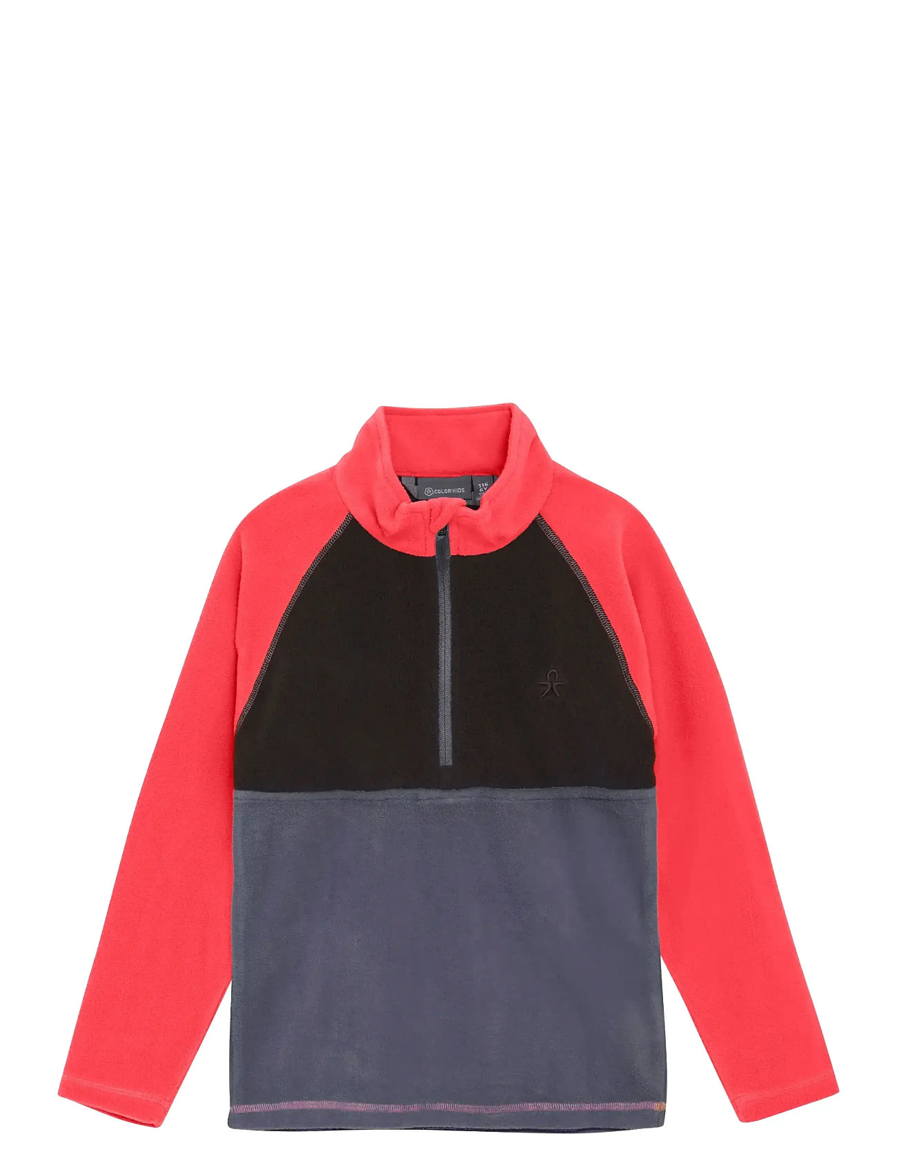 COLOR Kinder Fleece Pulli - Colorblock Rot - 98 - Kinder
