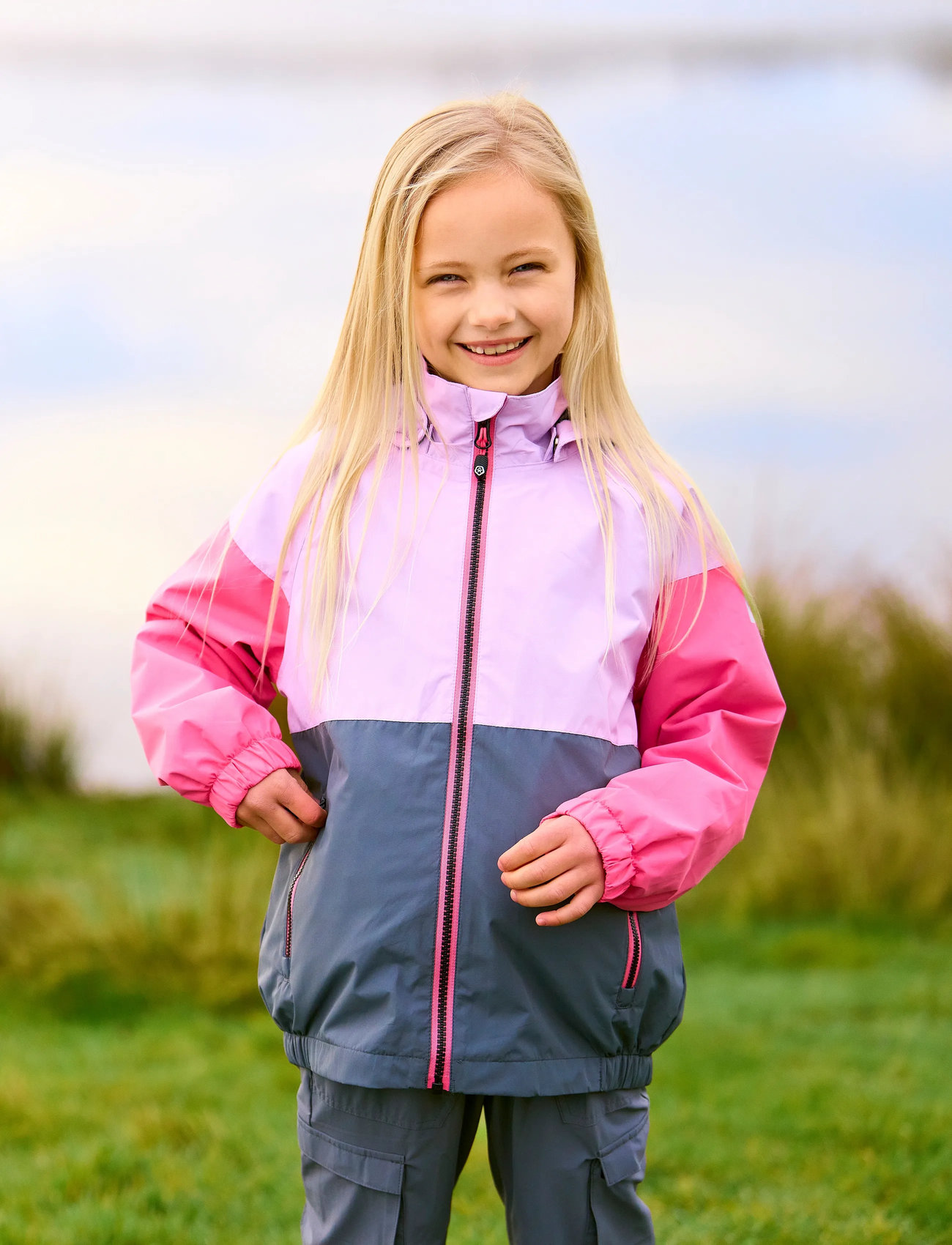 Color Kids Jacket, Colorblock, 128, Pink, Jakker & Frakker > Lette Jakker, Børn