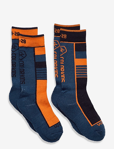 Ski socks, 2-pack, woolmix - sokken & ondergoed - orange clown fish