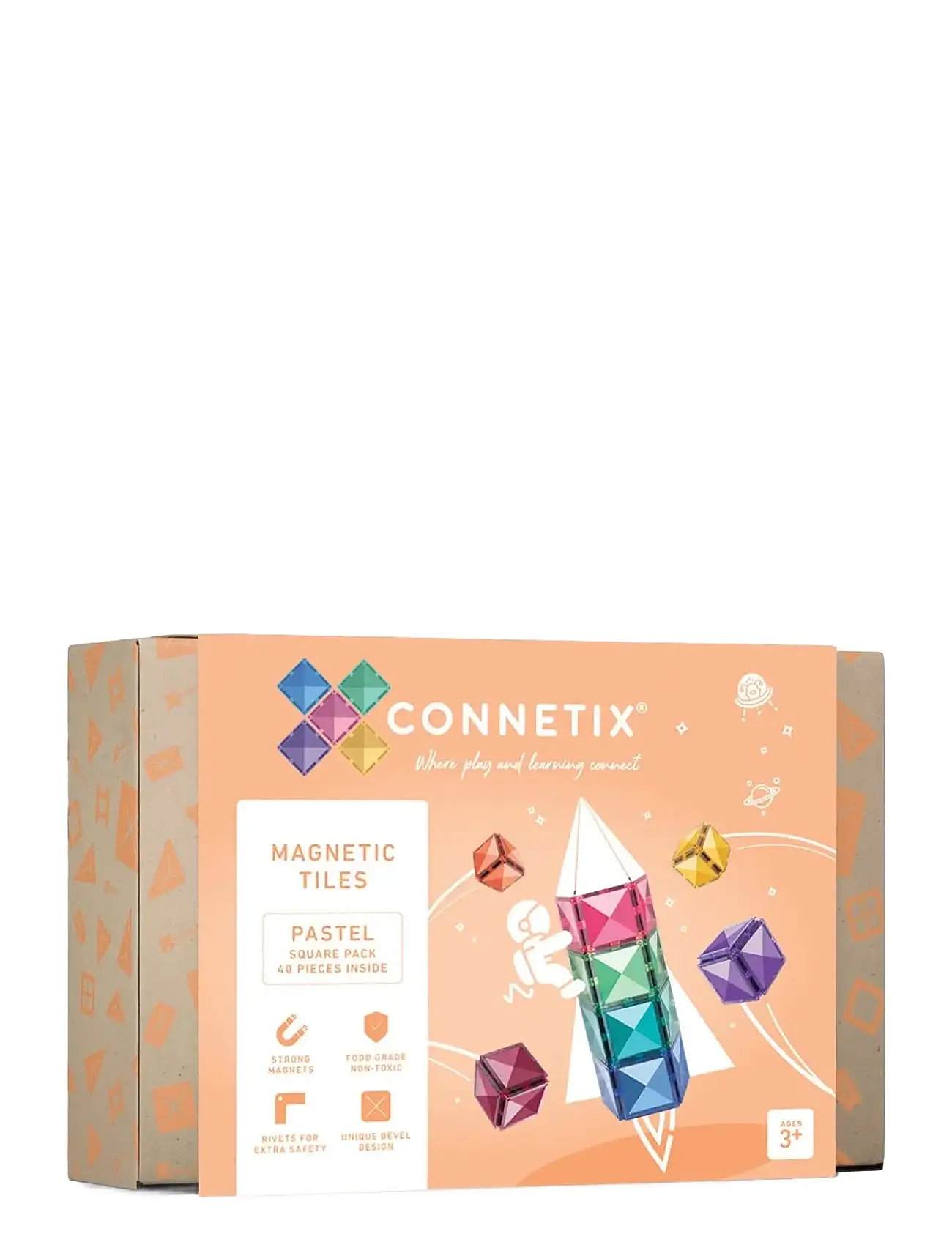 Pastel Square Pack 40 Pieces Toys Building Sets & Blocks Building Sets Multi/patterned Connetix