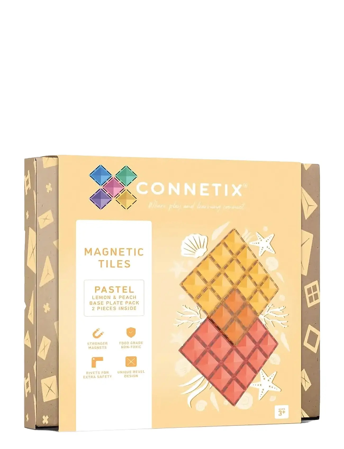 Pastel Lemon & Peach Base Plate 2 Pieces Toys Building Sets & Blocks Building Sets Multi/patterned Connetix