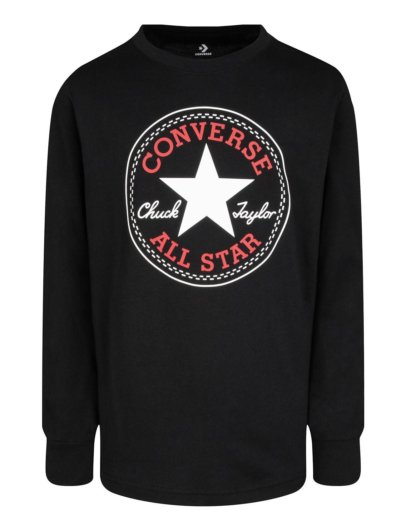 Converse Chuck Patch Long Sleeve Tee Sport T-shirts Long-sleeved T-Skjorte Black Converse