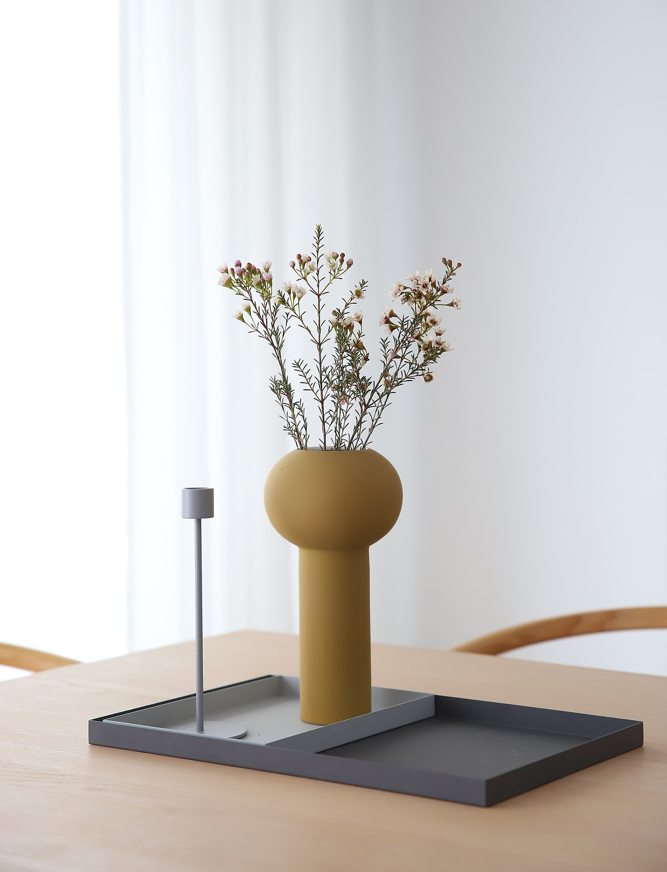 Cooee Design Candlestick 21cm, One Size, Grey, Lysestager & Lanterner > Lysestager, Unisex