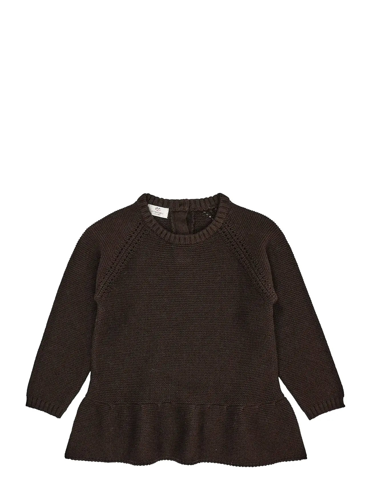 Copenhagen Colors Knitted Pullover W. Frill, 98, Brown, Strik > Pullovere, Børn