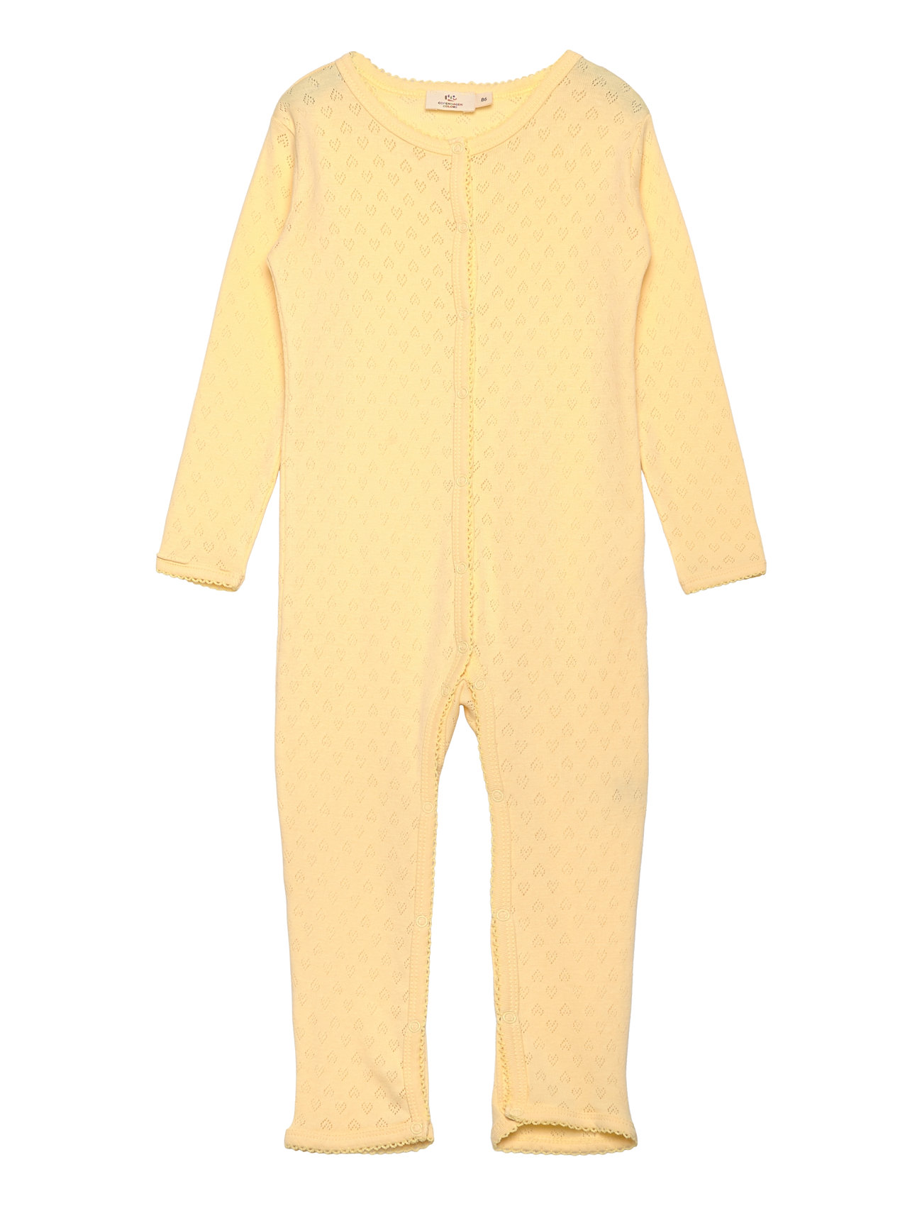 Copenhagen Colors Pointelle Heart Full Body, 86, Yellow, Bodysuits > Langærmede Bodysuits, Børn
