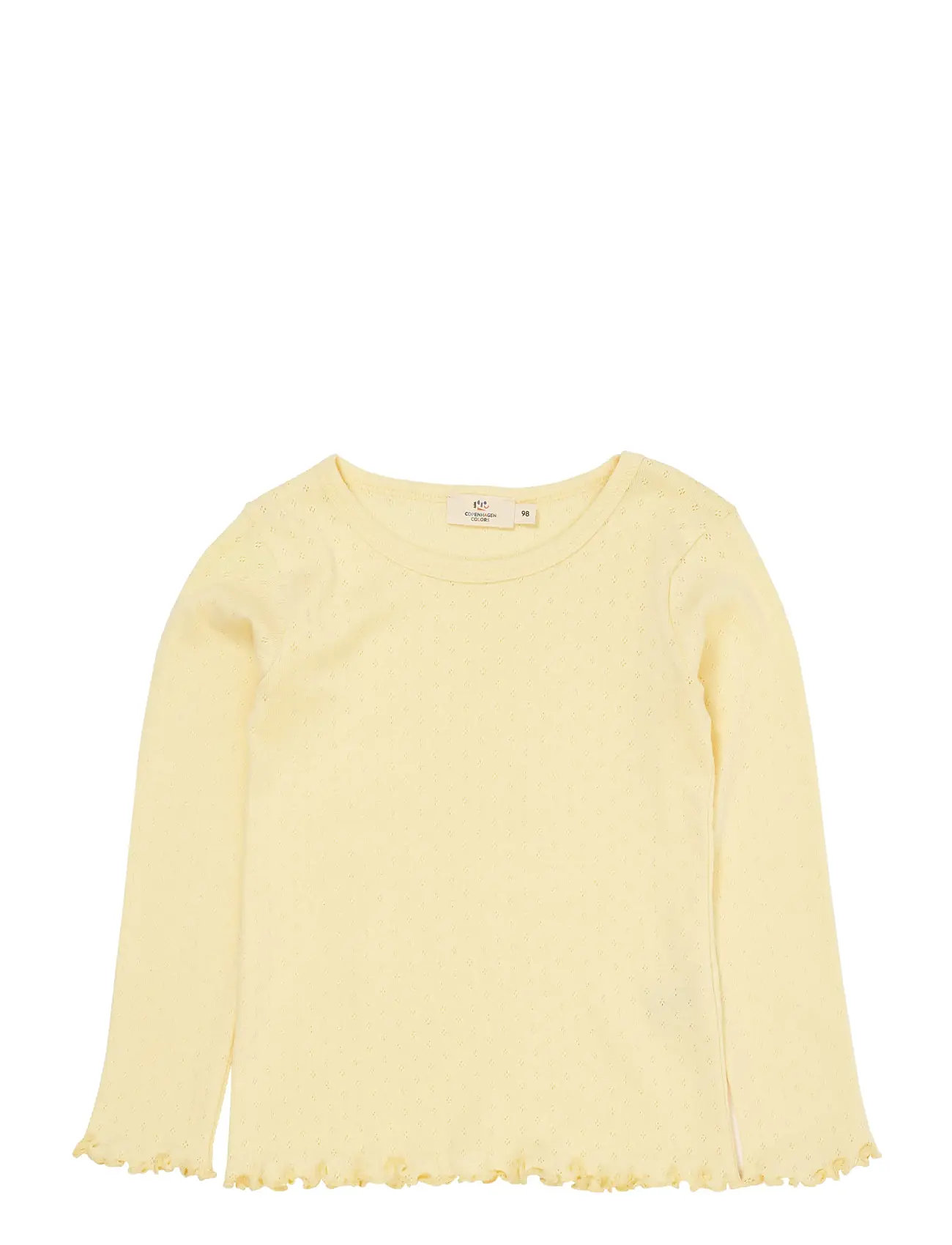 COPENHAGEN COLORS Summer Pointelle Ls Tee Gelb - 146 - Kinder