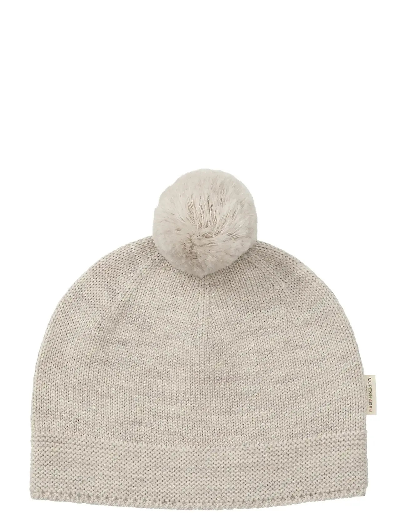 Copenhagen Colors Knitted Beanie With Pompom, 44/46, Beige, Huer > Beanie, Børn