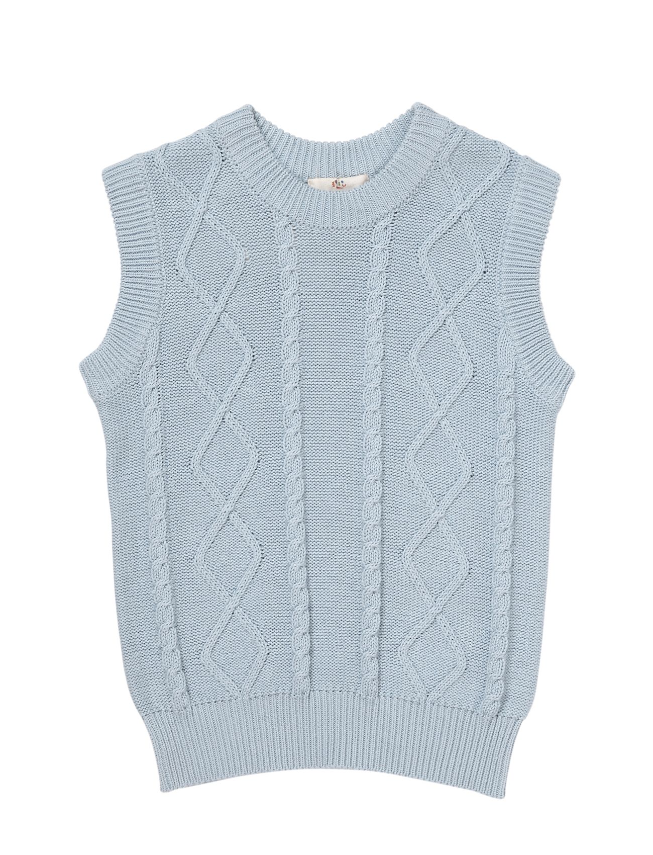 Knitted Cable Vest Tops Vests Blue Copenhagen Colors