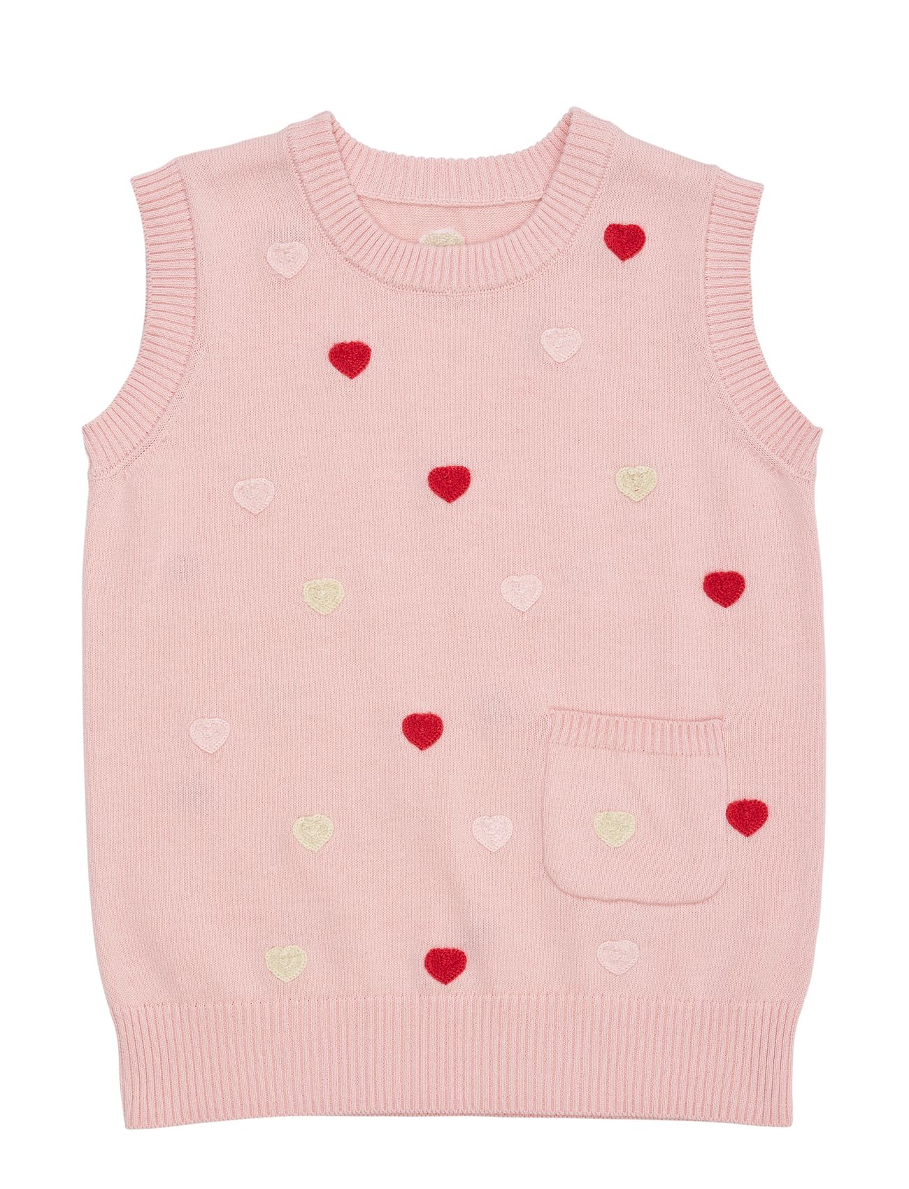 Knitted Vest W. Hearts Tops Vests Pink Copenhagen Colors