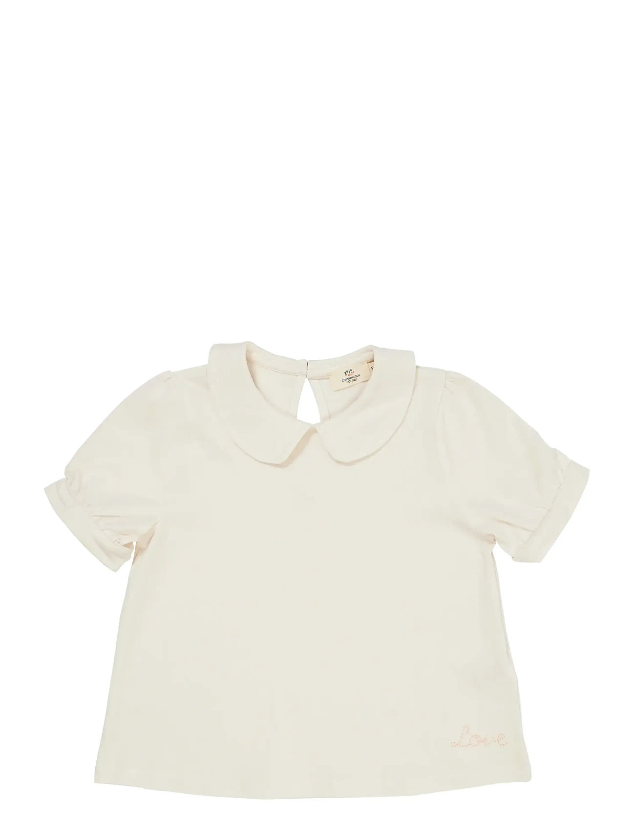 COPENHAGEN COLORS Solid Bluse W. Collar Ss Cream - 122 - Kinder