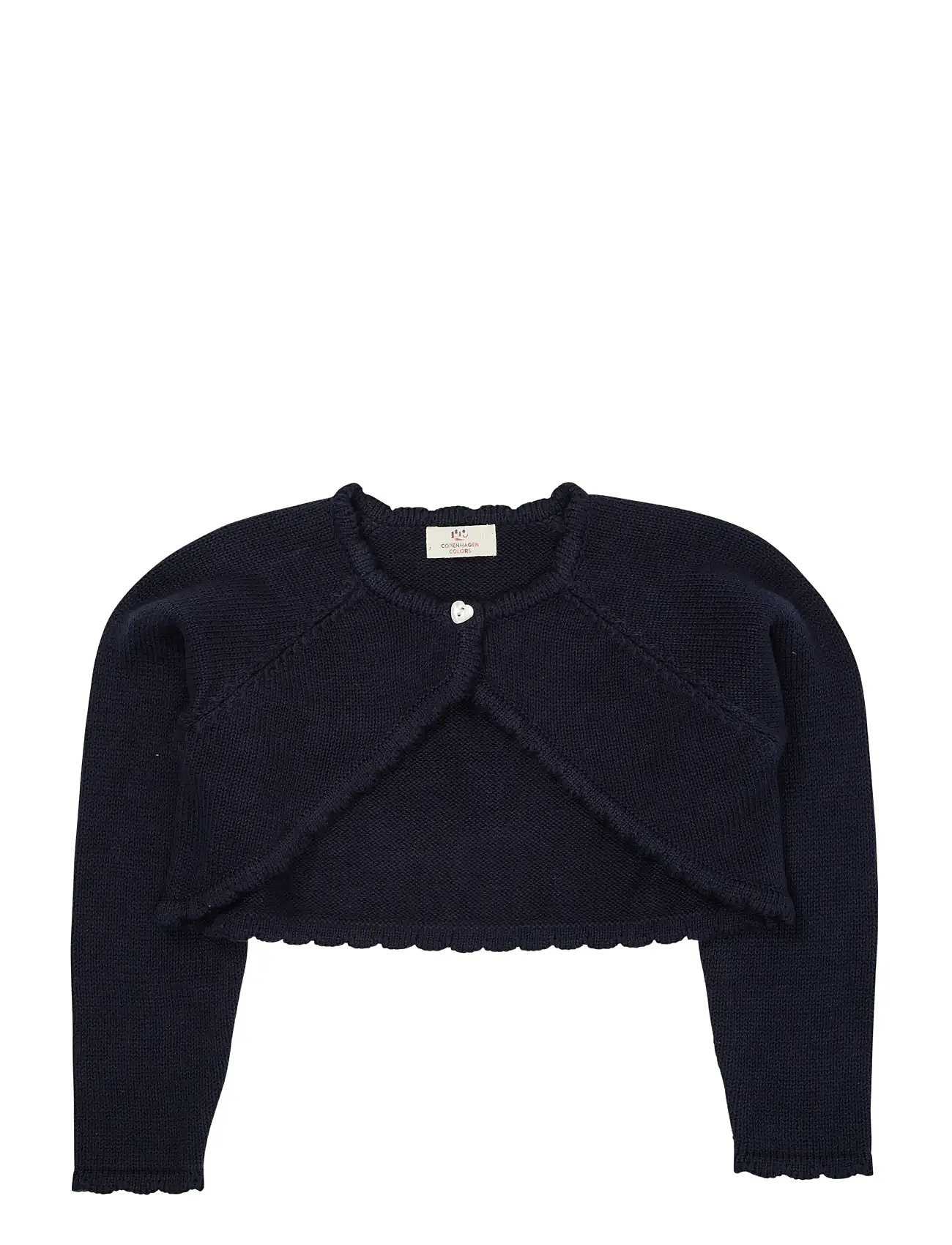 COPENHAGEN COLORS Lt. Strick Bolero W. Heart Button Navy - 122 - Kinder