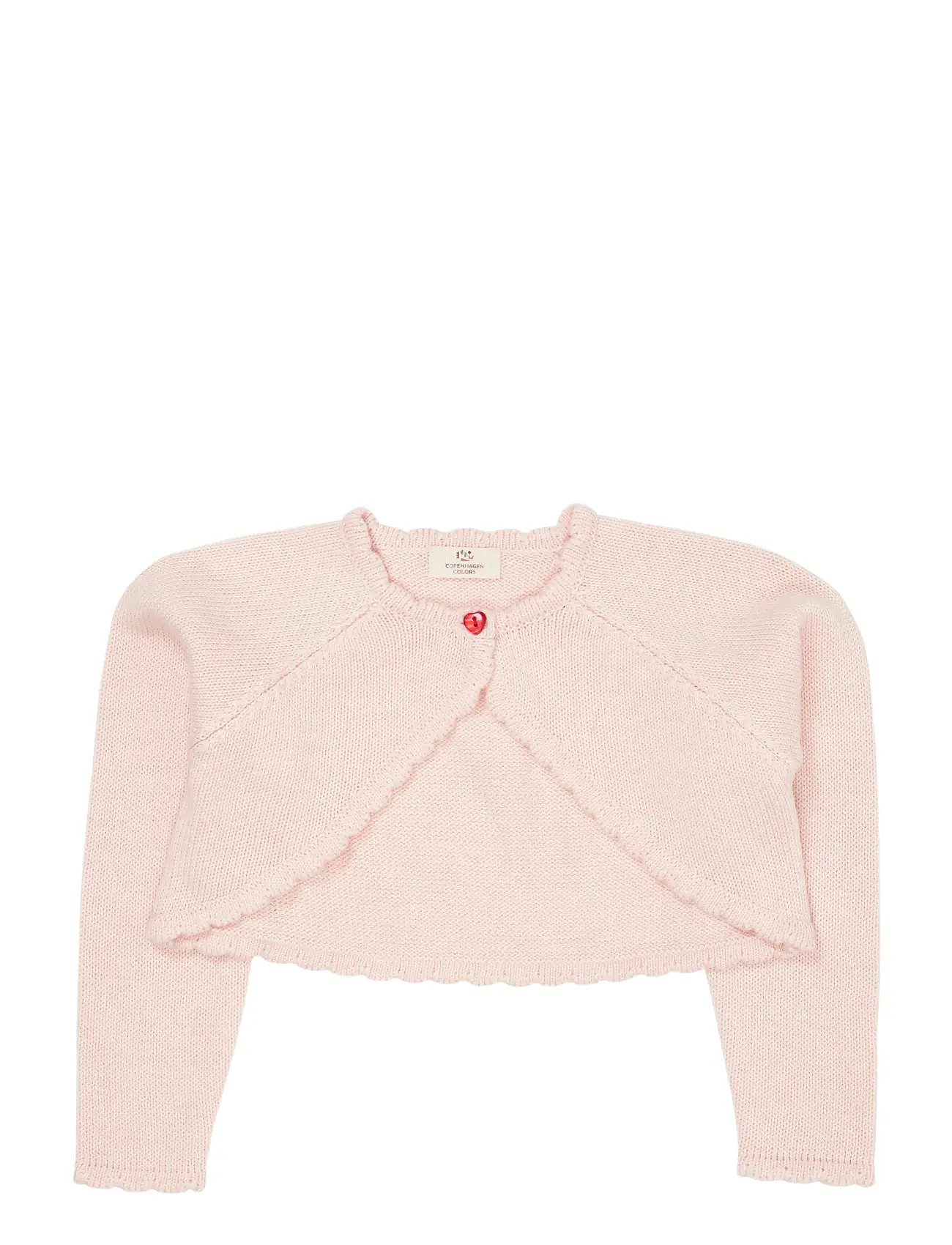 COPENHAGEN COLORS Lt. Strick Bolero W. Heart Button Pink - 122 - Kinder