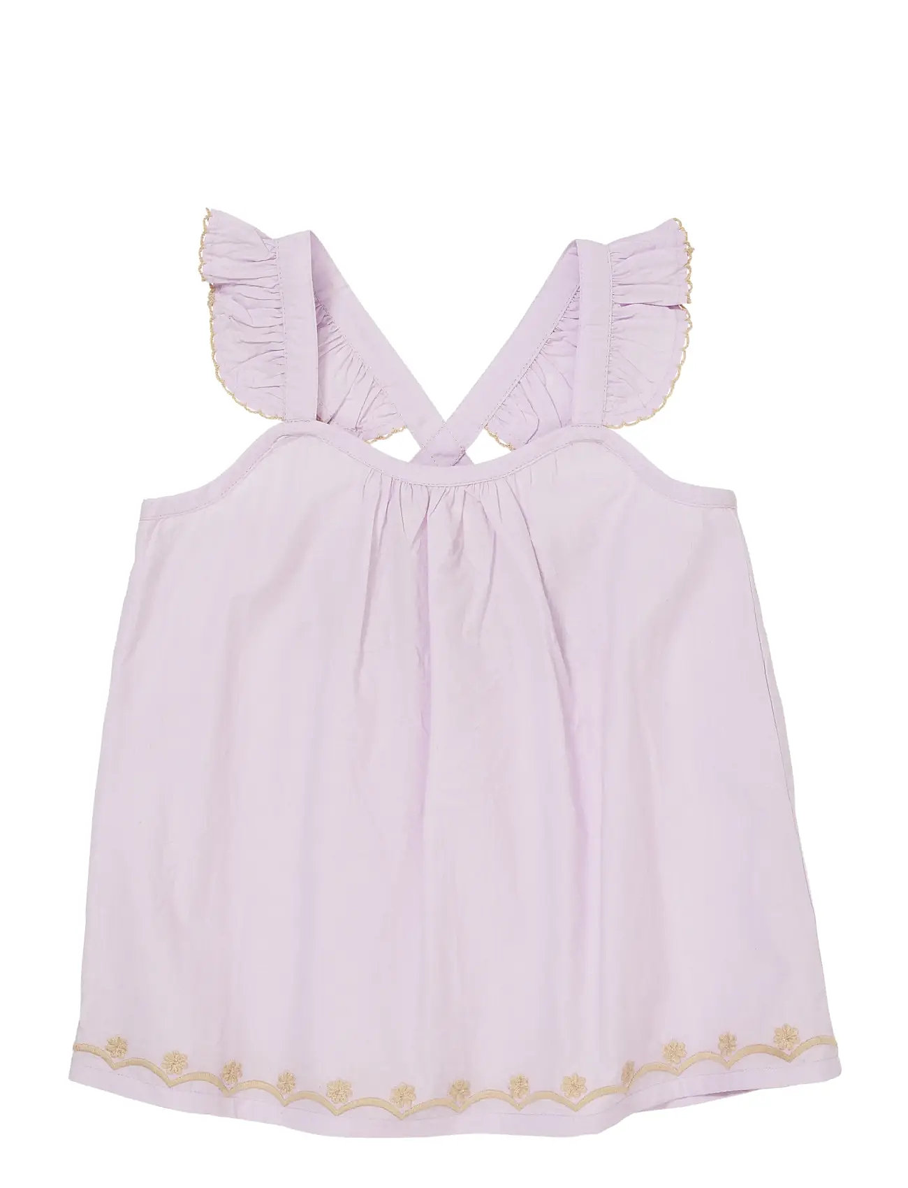 Copenhagen Colors Poplin Frill Top W. Embroidery Lila