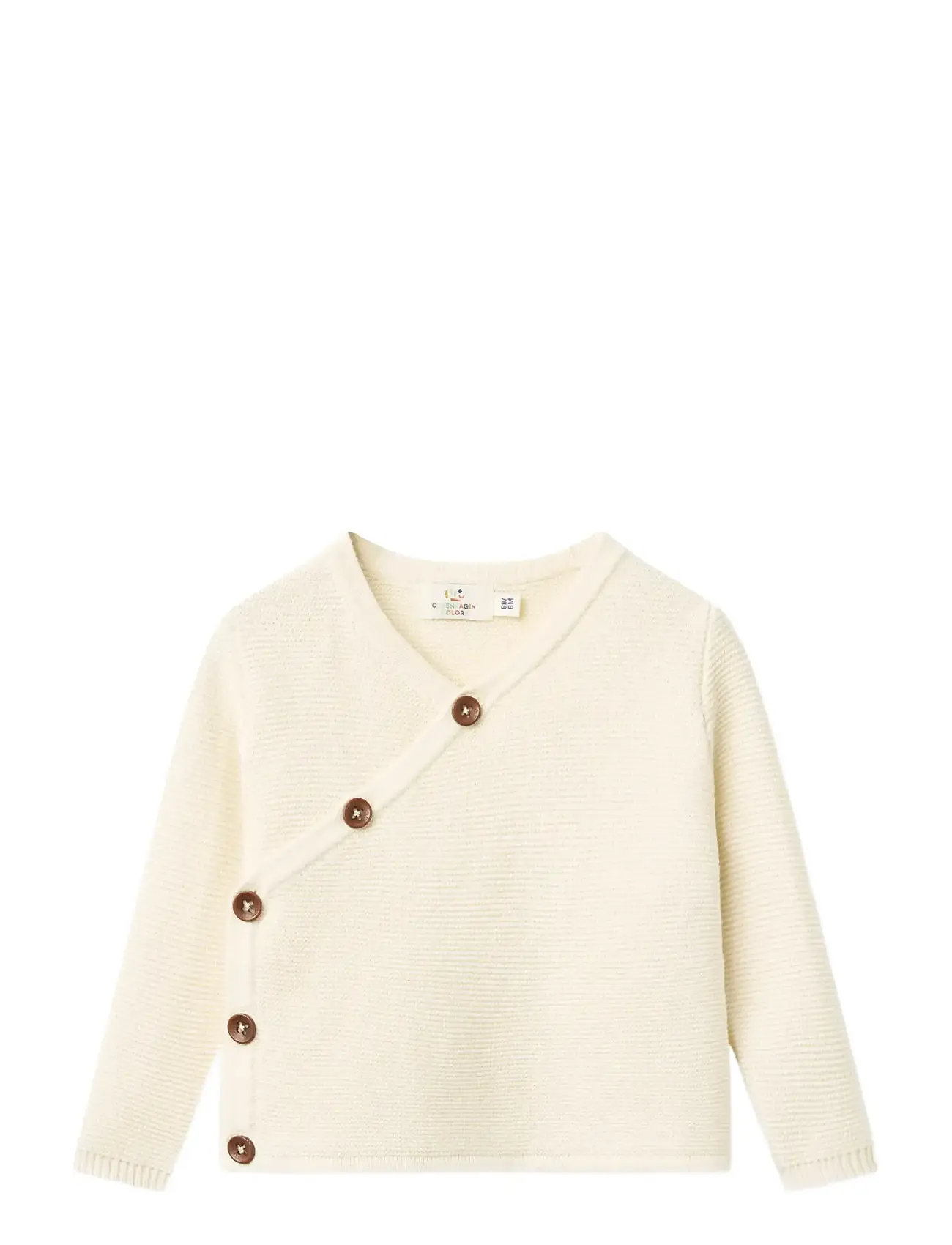Copenhagen Colors Baby Cross-Over Cardigan, 74, Cream, Strik > Cardigans, Børn