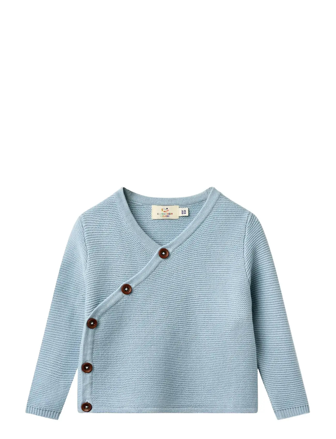 Copenhagen Colors Baby Cross-Over Cardigan, 62, Blue, Strik > Cardigans, Børn
