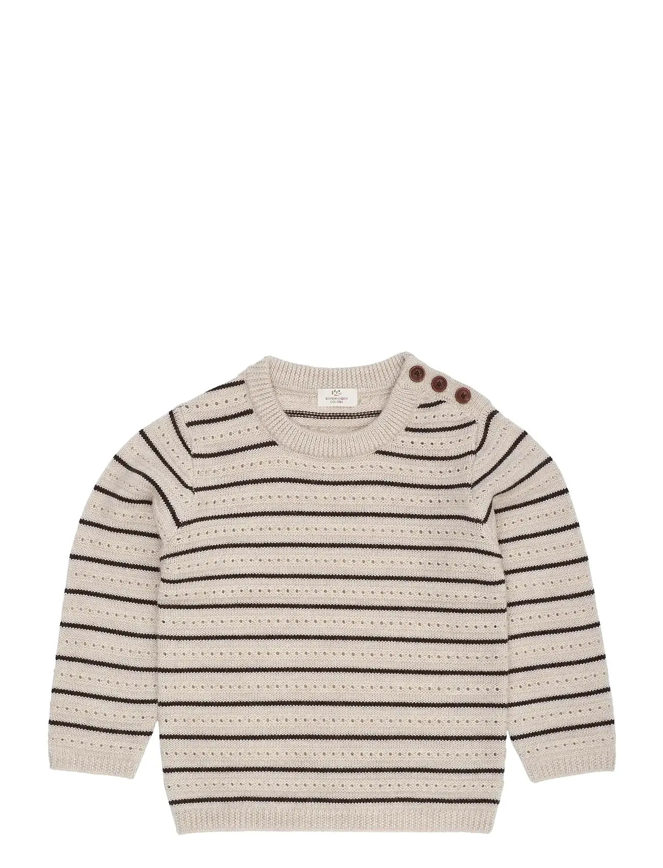 Copenhagen Colors Merino Pattern Sweater, 122, Beige, Strik > Pullovere, Børn