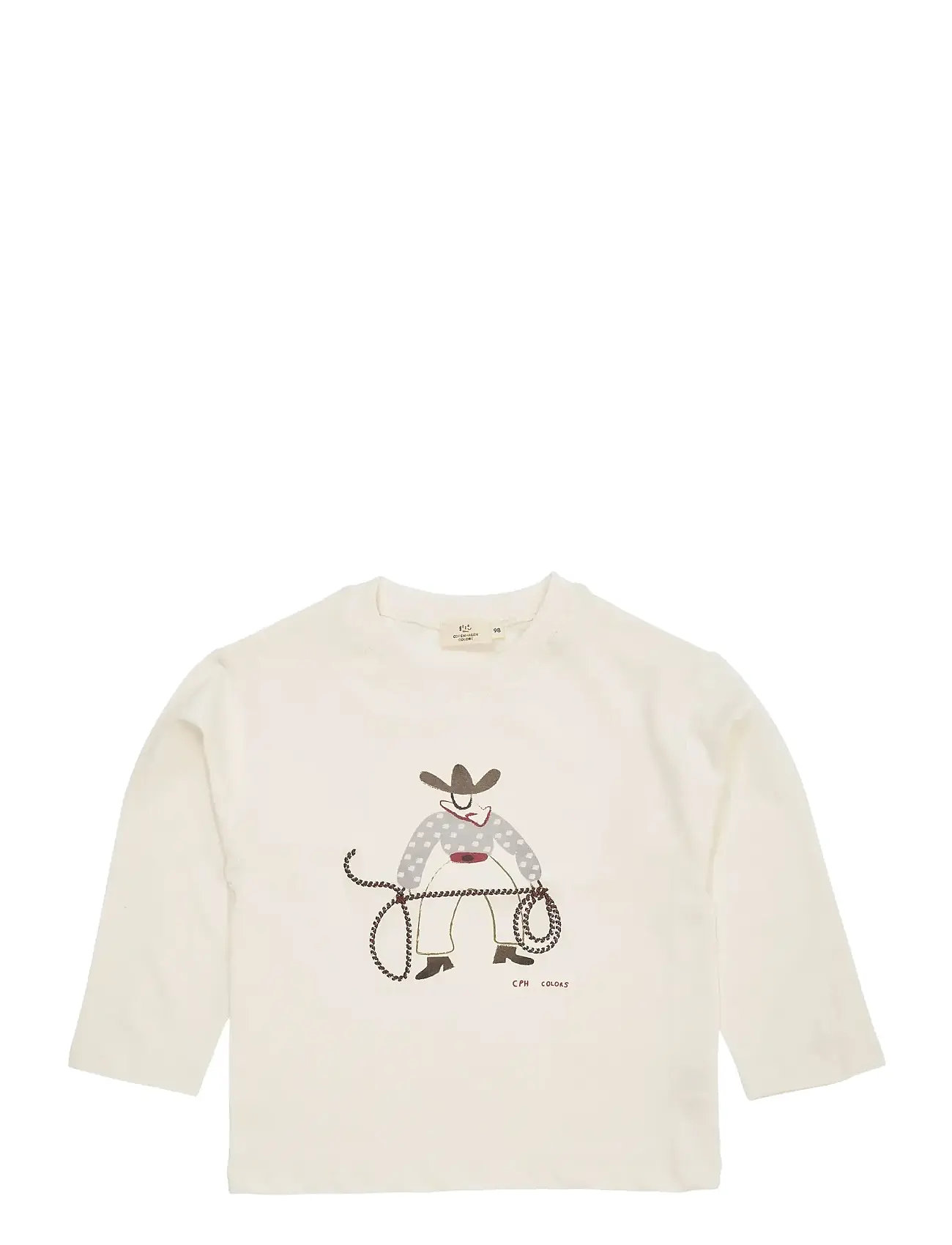 COPENHAGEN COLORS Ls T-Shirt W. Cowboy Print+Emb. Cream - 116 - Kinder