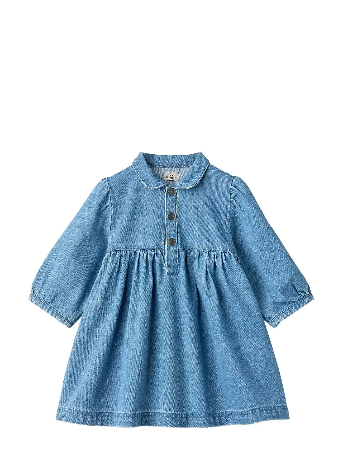 COPENHAGEN COLORS Organic Denim Kleid W. Puff Sleeves Blau - 98 - Kinder