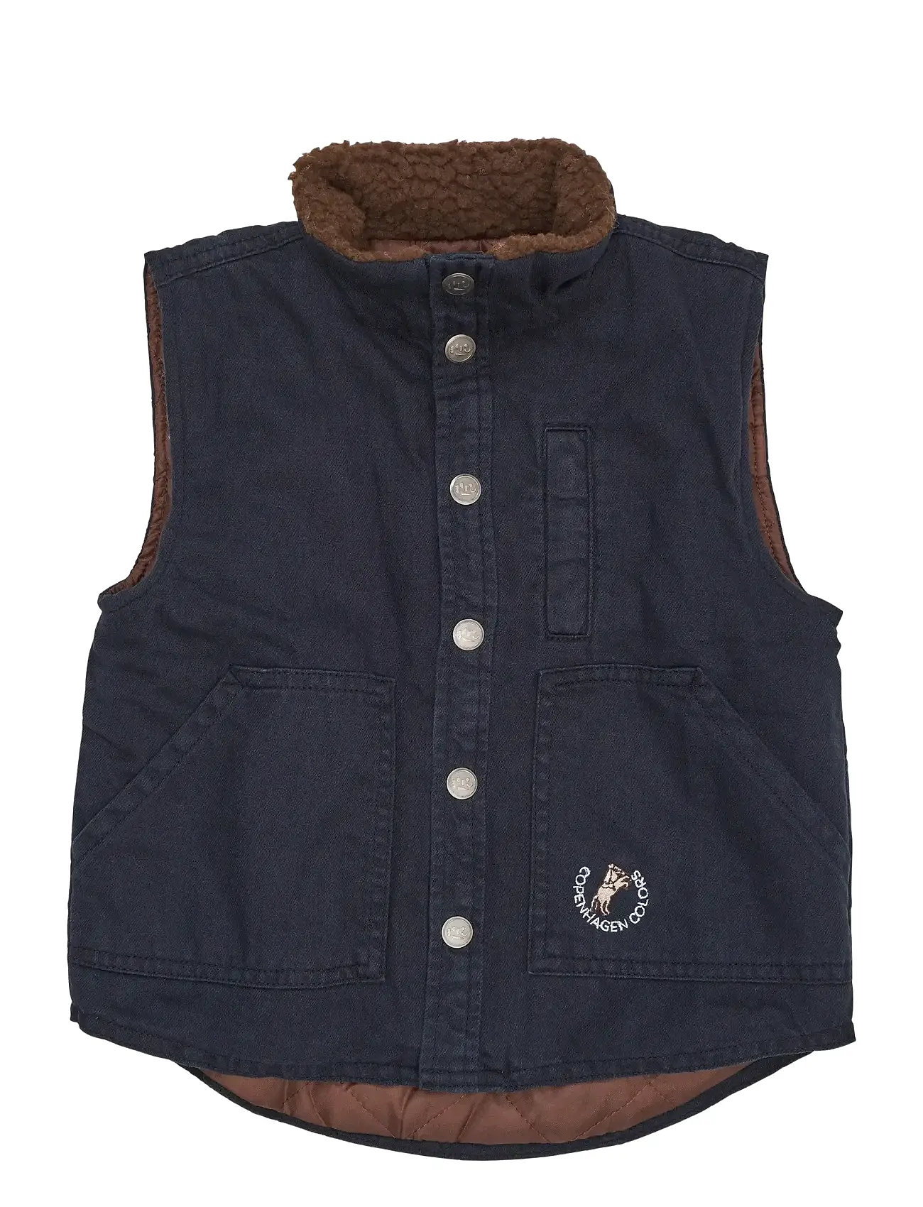 COPENHAGEN COLORS Twill Vest W. Sherpa Collar Blau - 116 - Kinder