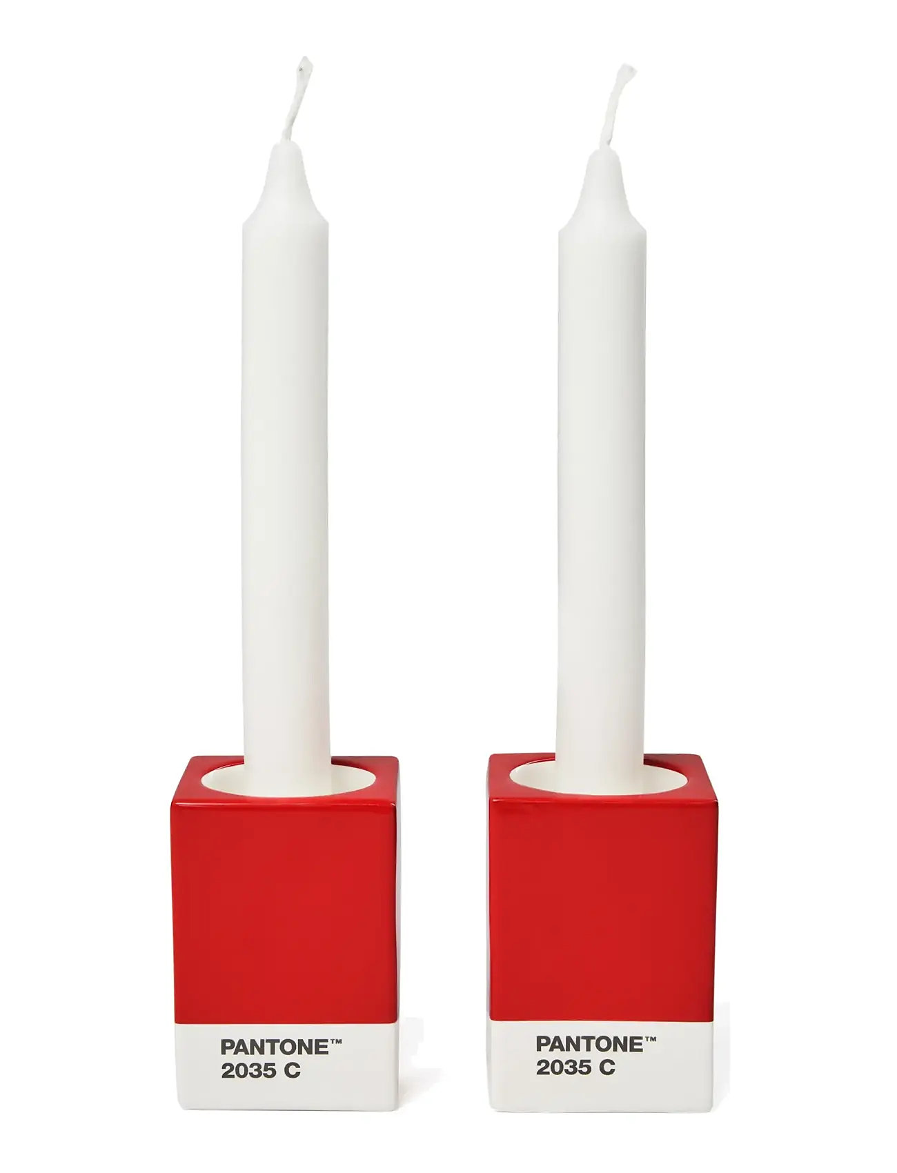 PANTONE Pantone Candlestick Set Of 2, One Size, Red