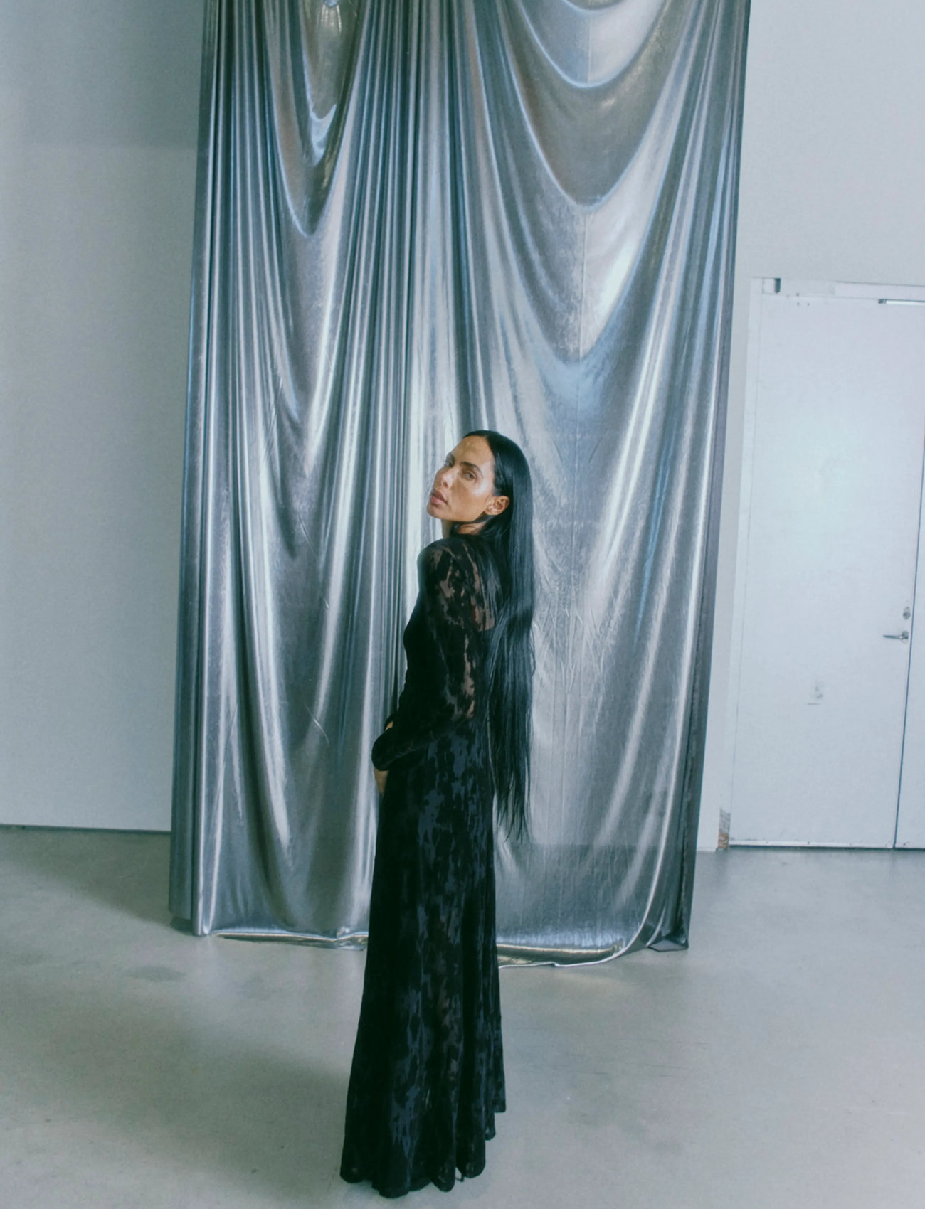 Copenhagen Muse cmflame-Dress Is A Dress In An Elegant Mesh Material With An All-Over Flock Effe, XS, Black, Kjoler > Maxikjole, Dame