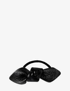 Leather Bow Small Hair Tie - scrunchies - black