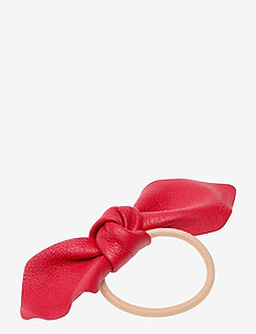 Leather Bow Big Hair Tie - scrunchies - srawberry red
