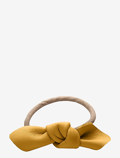 Leather Bow Small Hair Tie - scrunchies - yellow
