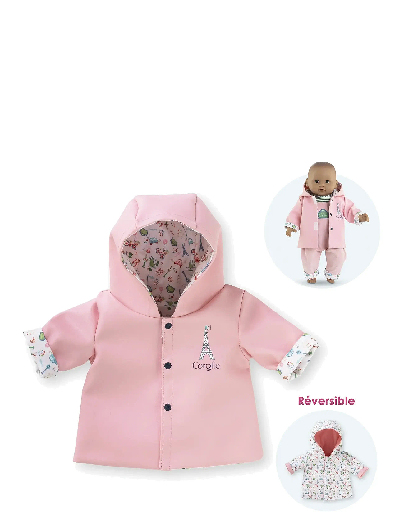 Corolle Corolle Doll Clothes Reversible Raincoat, 30 cm, 30 cm, Pink, Dukker & Tilbehør > Dukketøj, Børn