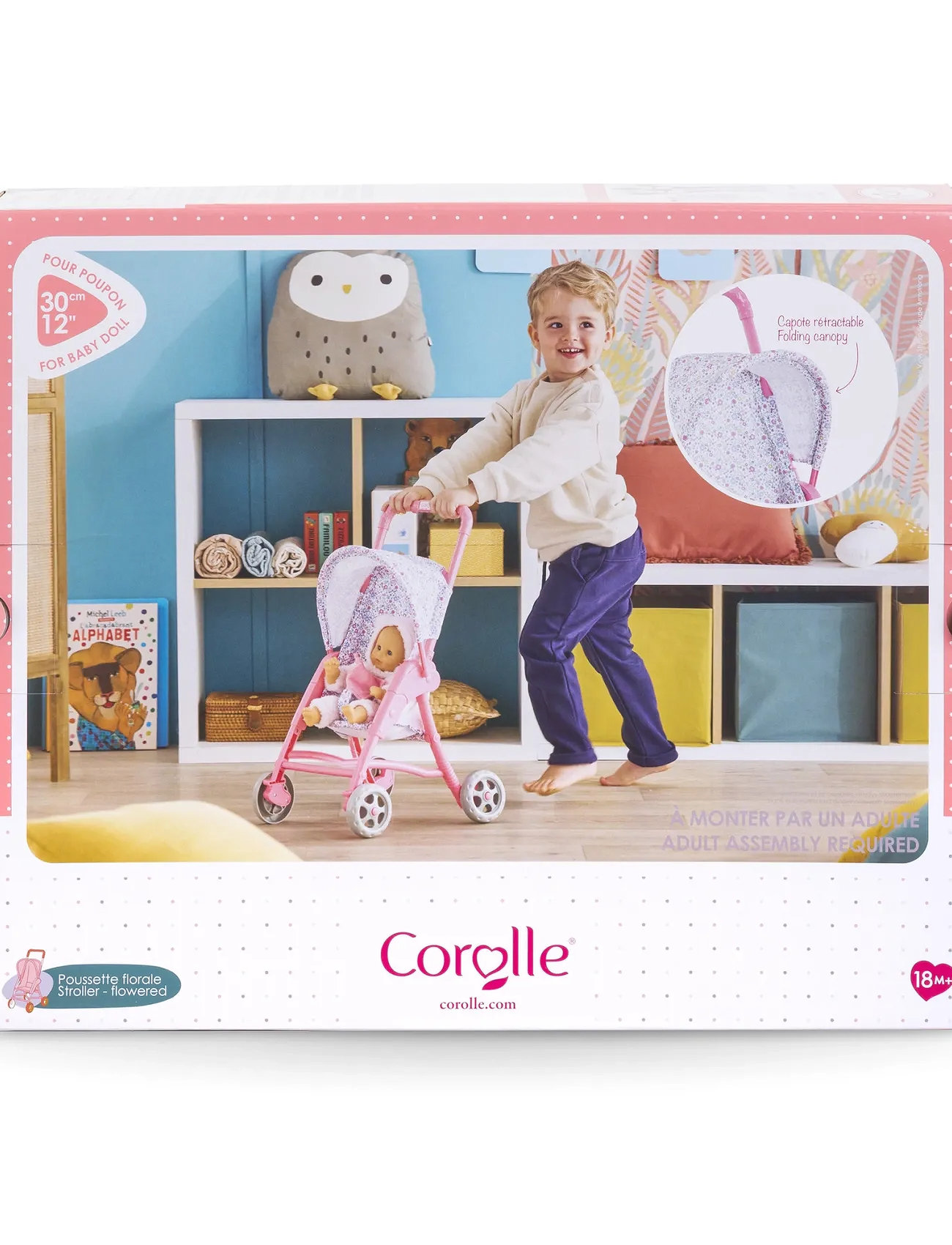 Corolle Corolle Doll Stroller, Pink & Blue Floral, One Size, Pink, Dukker Og Tilbehør > Dukkevogne, Børn