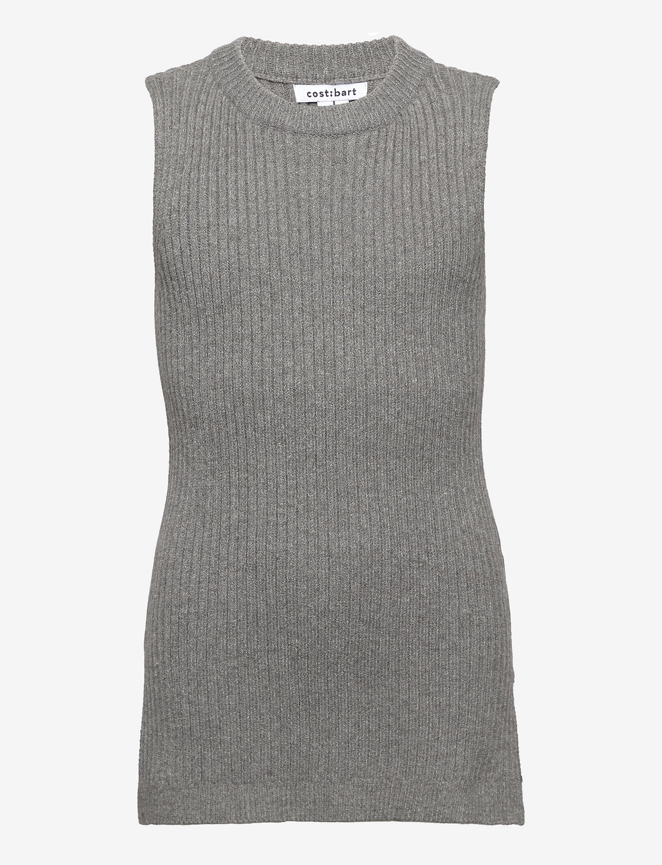 Costbart - CBPenny Long Knitted Slipover - gilets - grey melange - 0