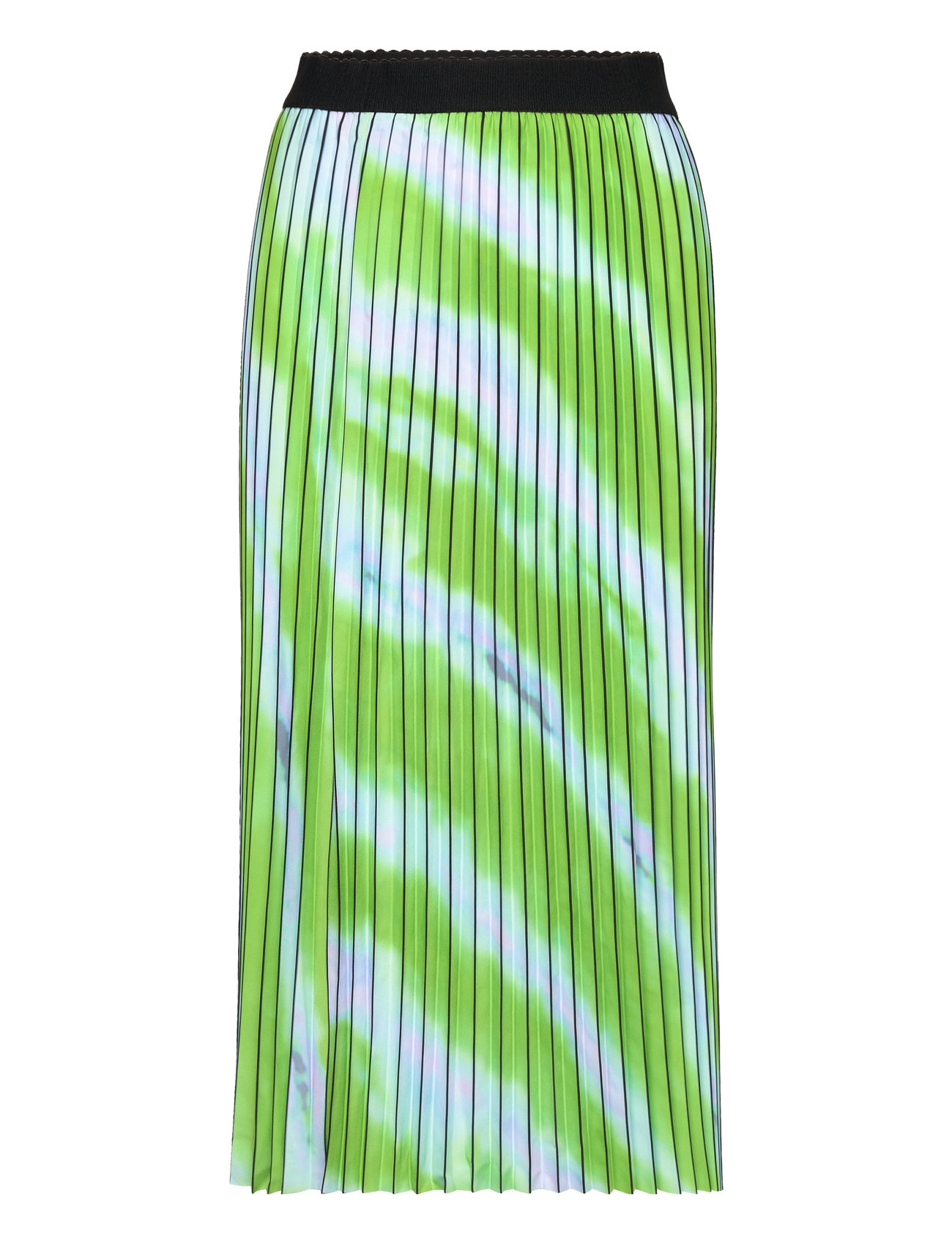 Pleated Skirt In Faded Stripe Print Knälång Kjol Green Coster Copenhagen
