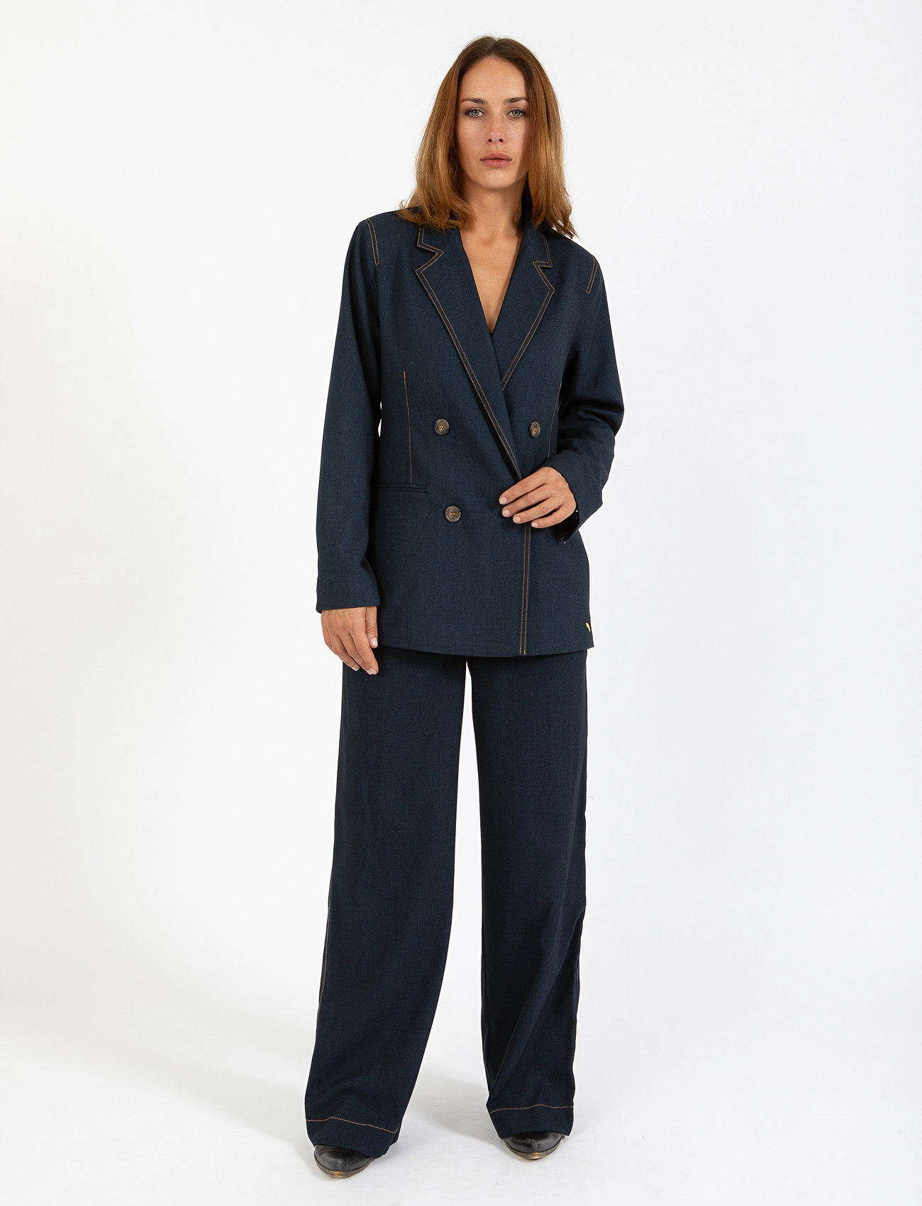 Coster Copenhagen Petra Pants With Stitches - Petra F, 42, Navy, Jeans > Vidde, Dame