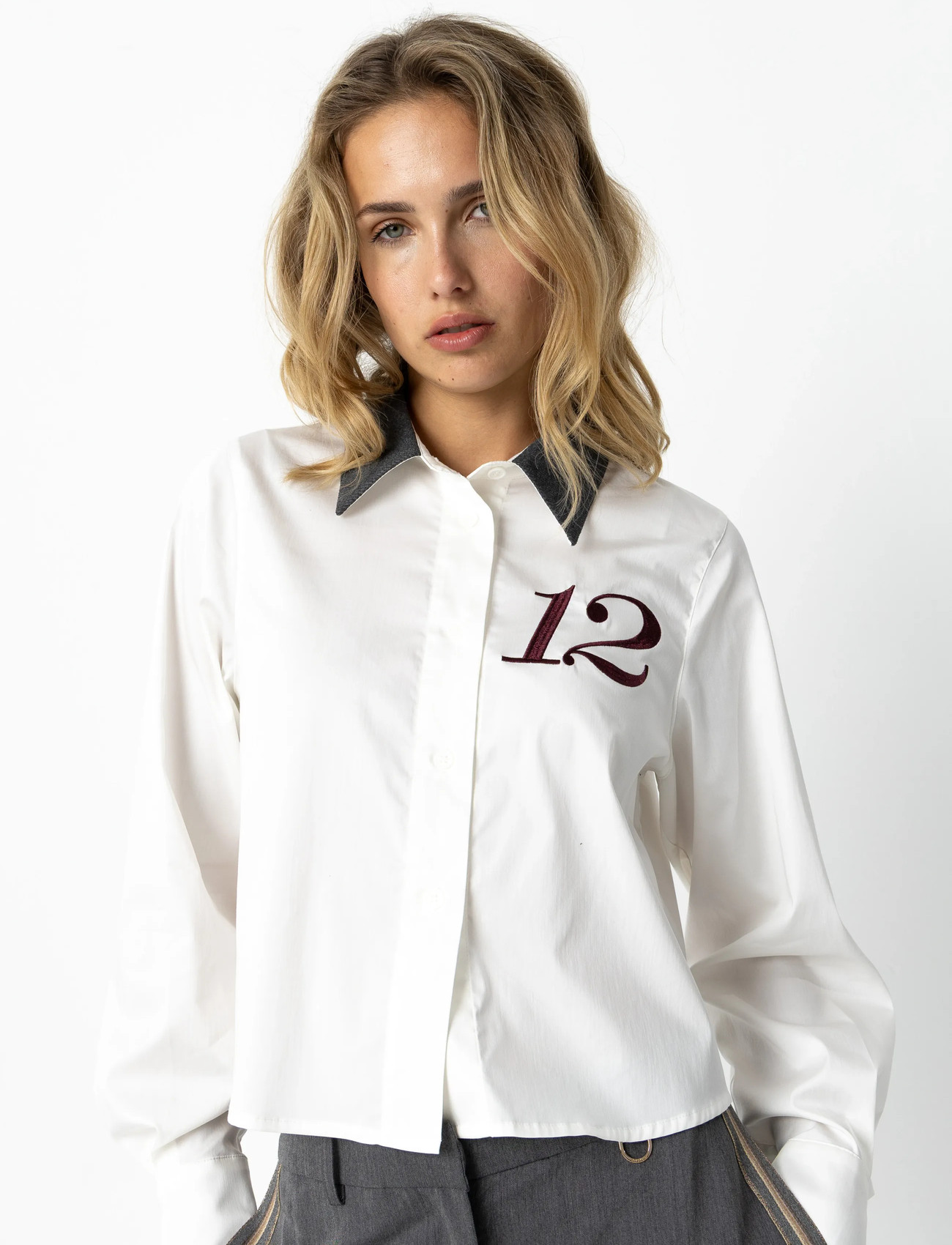 Coster Copenhagen Shirt With Rib Collar, 38, White, Skjorter > Langærmede, Dame