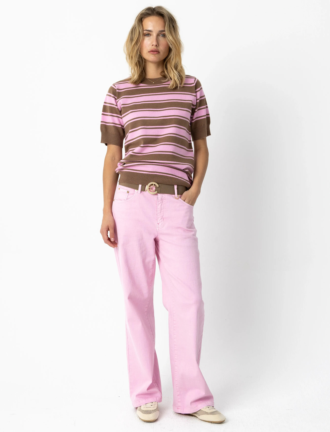 Coster Copenhagen Blouse In Jaquard Knit, XL, Pink, Bluser > Kortærmede, Dame